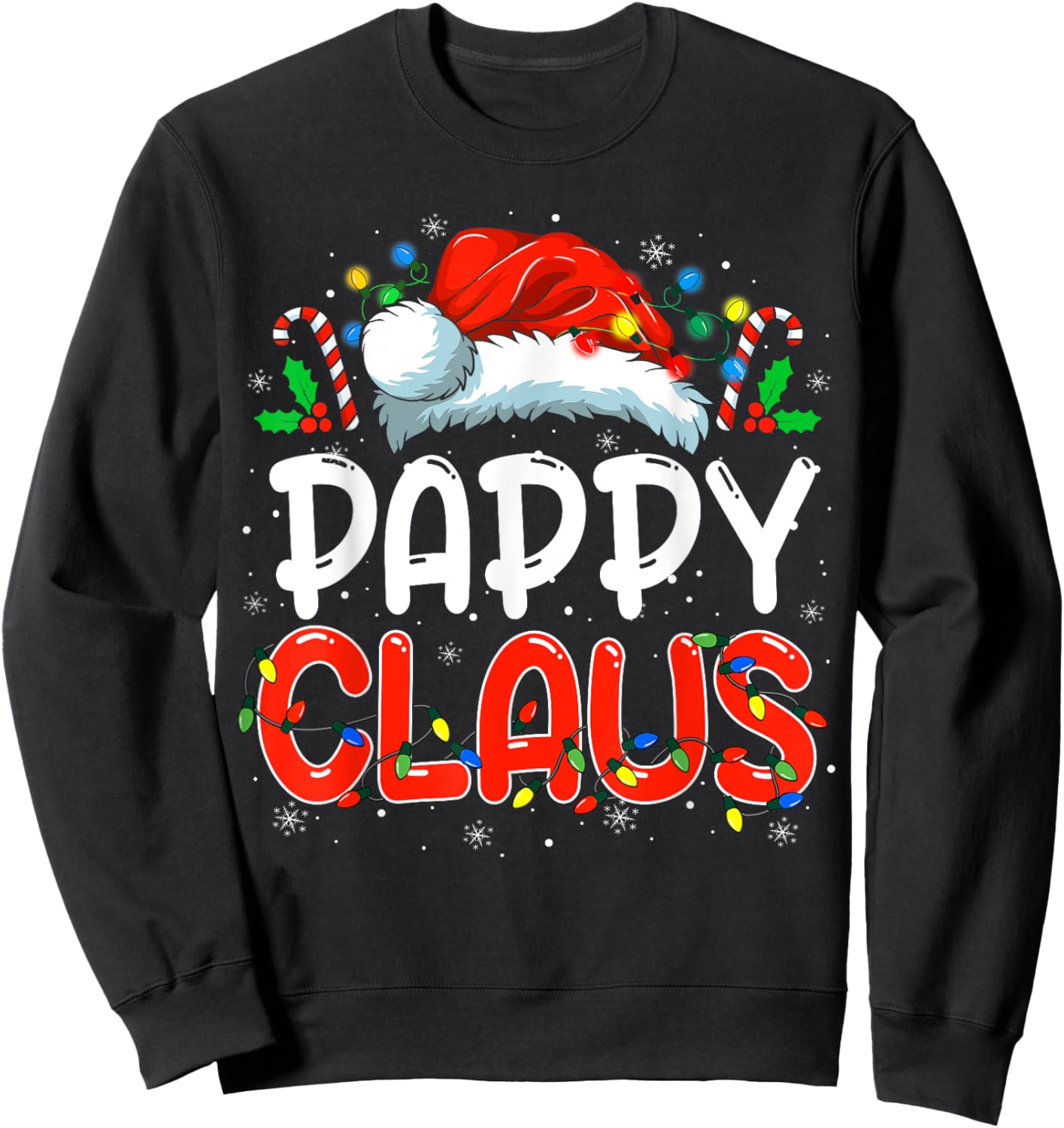 Pappy Claus Christmas Family Matching Pajamas Funny Xmas Sweatshirt - Sweatshirt | Black