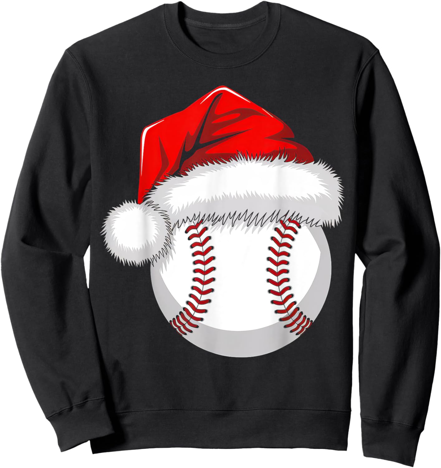 Funny Santa Hat Xmas Sport Lover Christmas Baseball Player Sweatshirt - Sweatshirt | Black