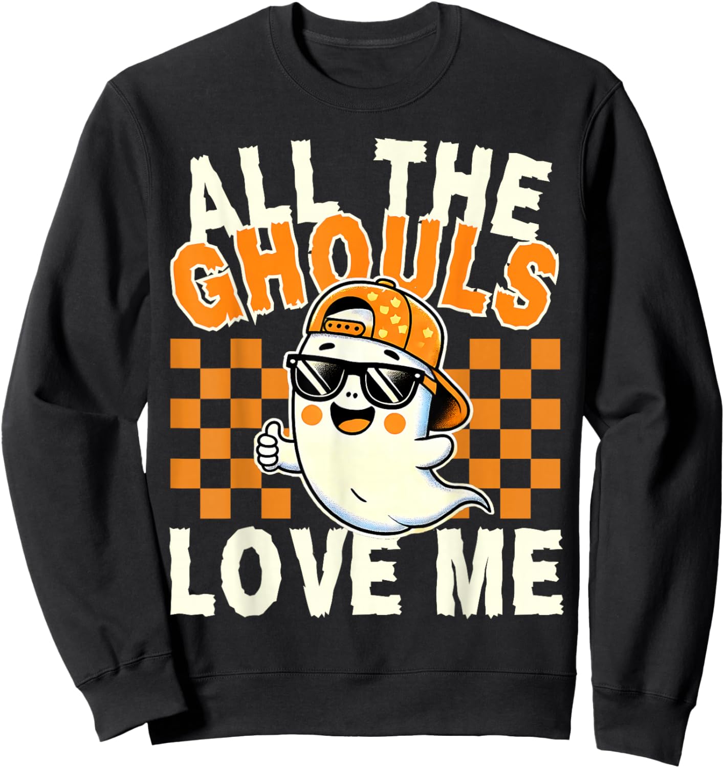 All The Ghouls Love Me Halloween Ghost Kids Boys Toddler Sweatshirt - Sweatshirt | Black