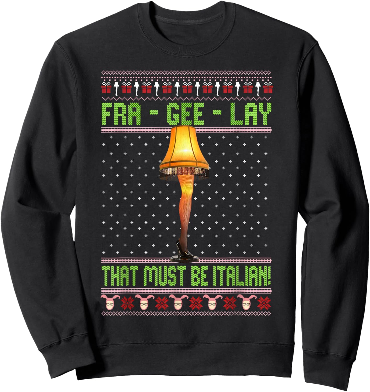 Fra-Gee-Lay Funny Christmas Fragile Italian Xmas Women Men Sweatshirt - Sweatshirt | Black