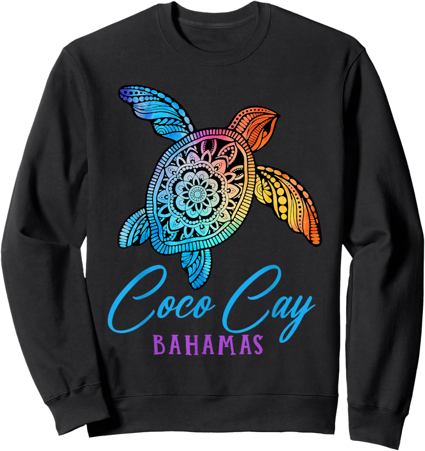Coco Cay Bahamas Coco Cay Tribal Tie Dye Sea Turtle Sweatshirt - Sweatshirt | Black