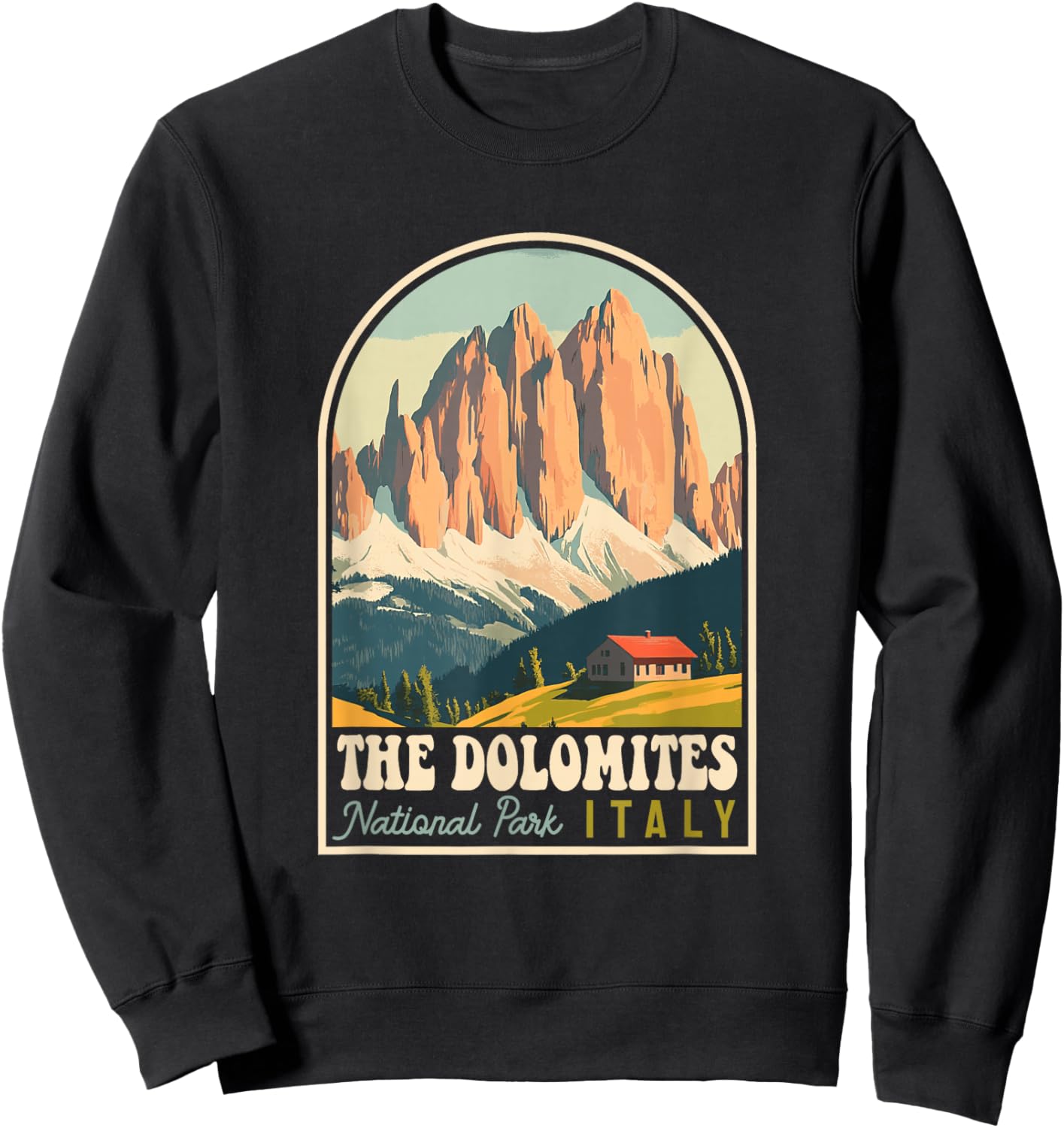 The Dolomites Italy Skiing Hiking Cycling Climbing Retro Sweatshirt - Sweatshirt | Black