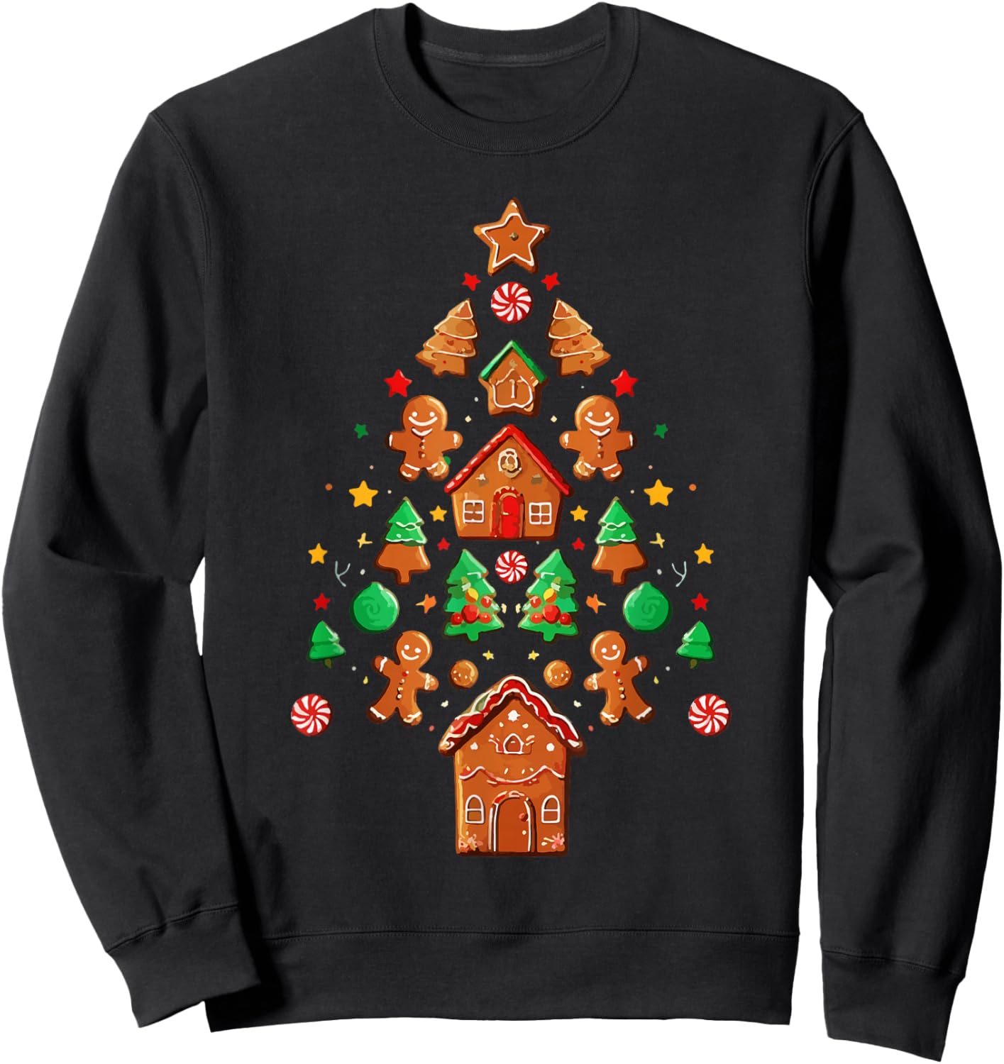 Merry Christmas Tree Gingerbread Man Xmas Cookie Costume Sweatshirt - Sweatshirt | Black