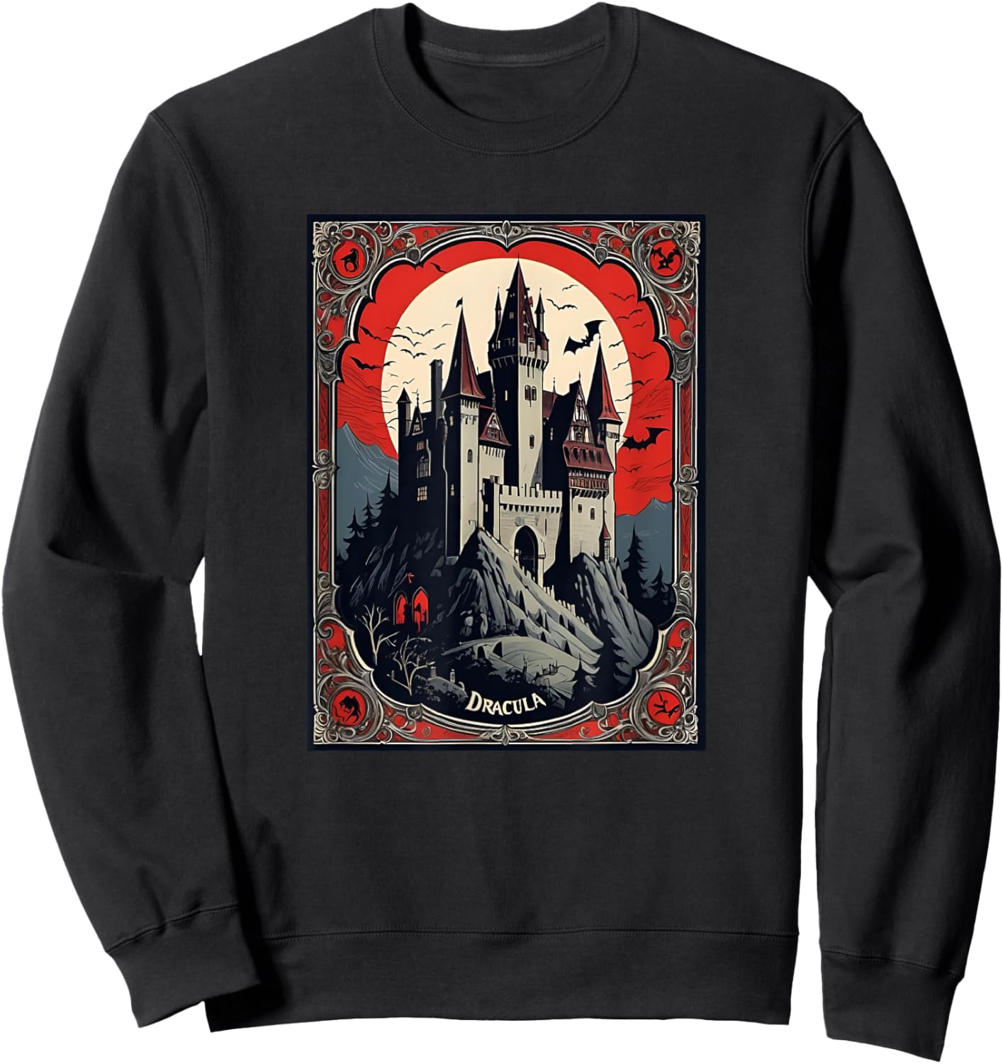 Dracula's Castle Book Cover Illustration Sweatshirt - Sweatshirt | Black