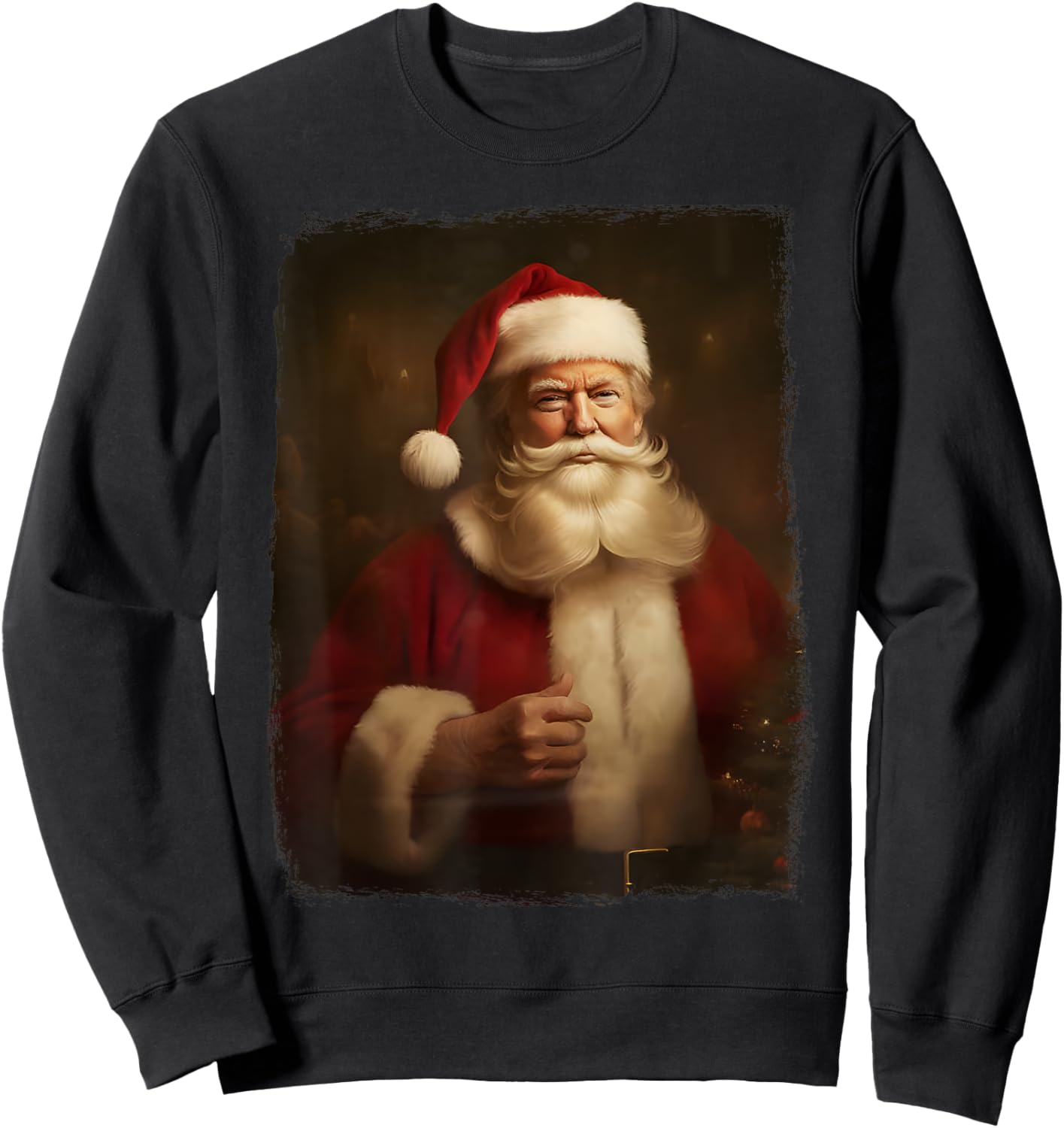 Christmas Funny Trump Santa Claus Retro Vintage Xmas Pajamas Sweatshirt - Sweatshirt | Black