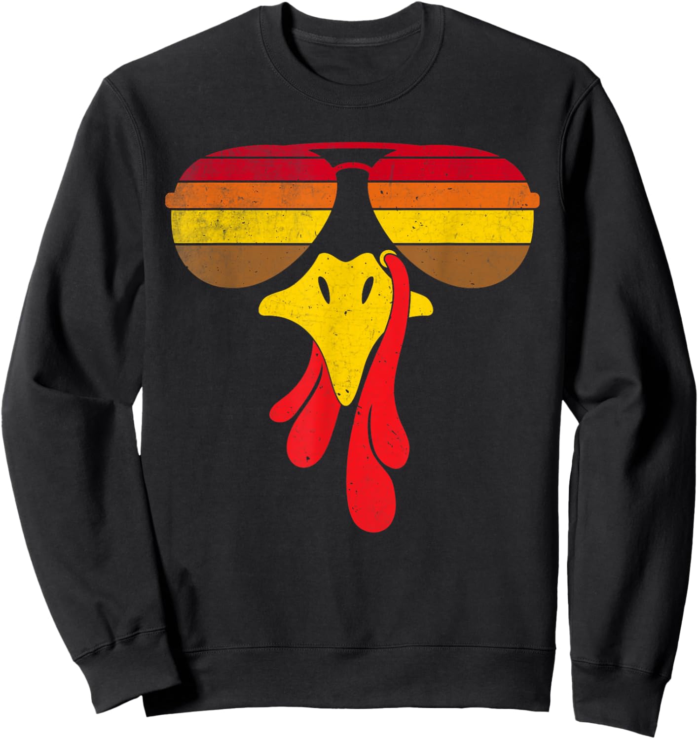 Turkey Face Sunglasses Thanksgiving Costume Family Outfits Sweatshirt - Sweatshirt | Black