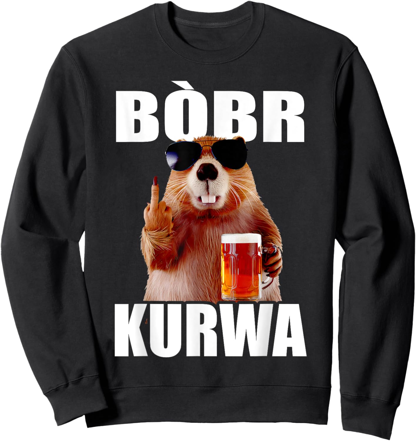 Bòbr Kurwa Bober Matching Beer Bòbr Sweatshirt - Sweatshirt | Black