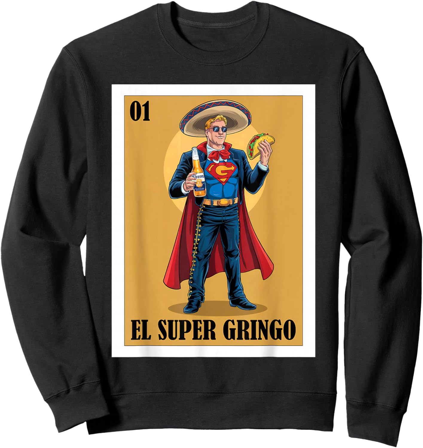 Funny Mexican Design for Blonde Guys - El Super Gringo Sweatshirt - Sweatshirt | Black