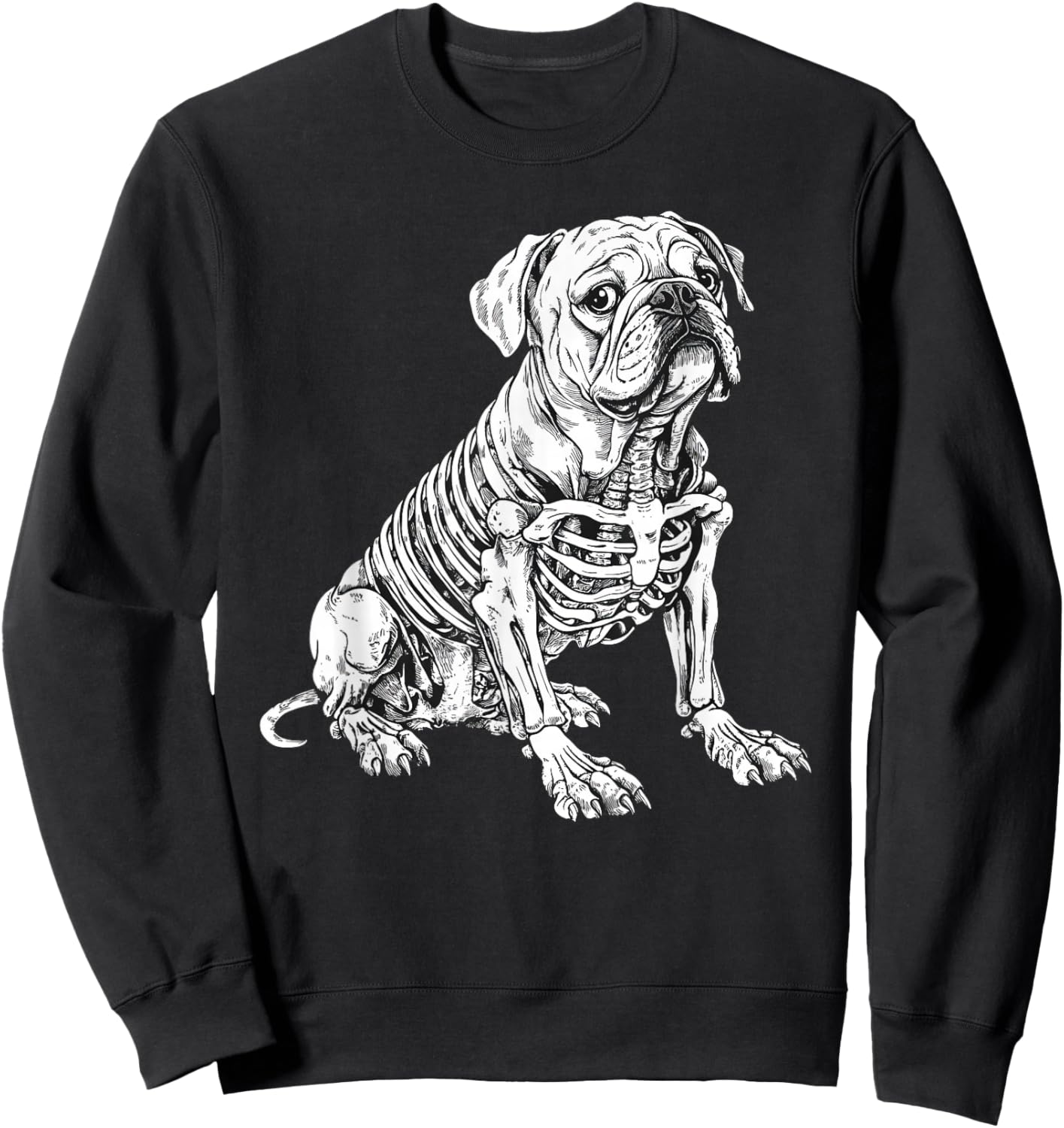 English Bulldog Dog Skeleton Halloween Sweatshirt - Sweatshirt | Black