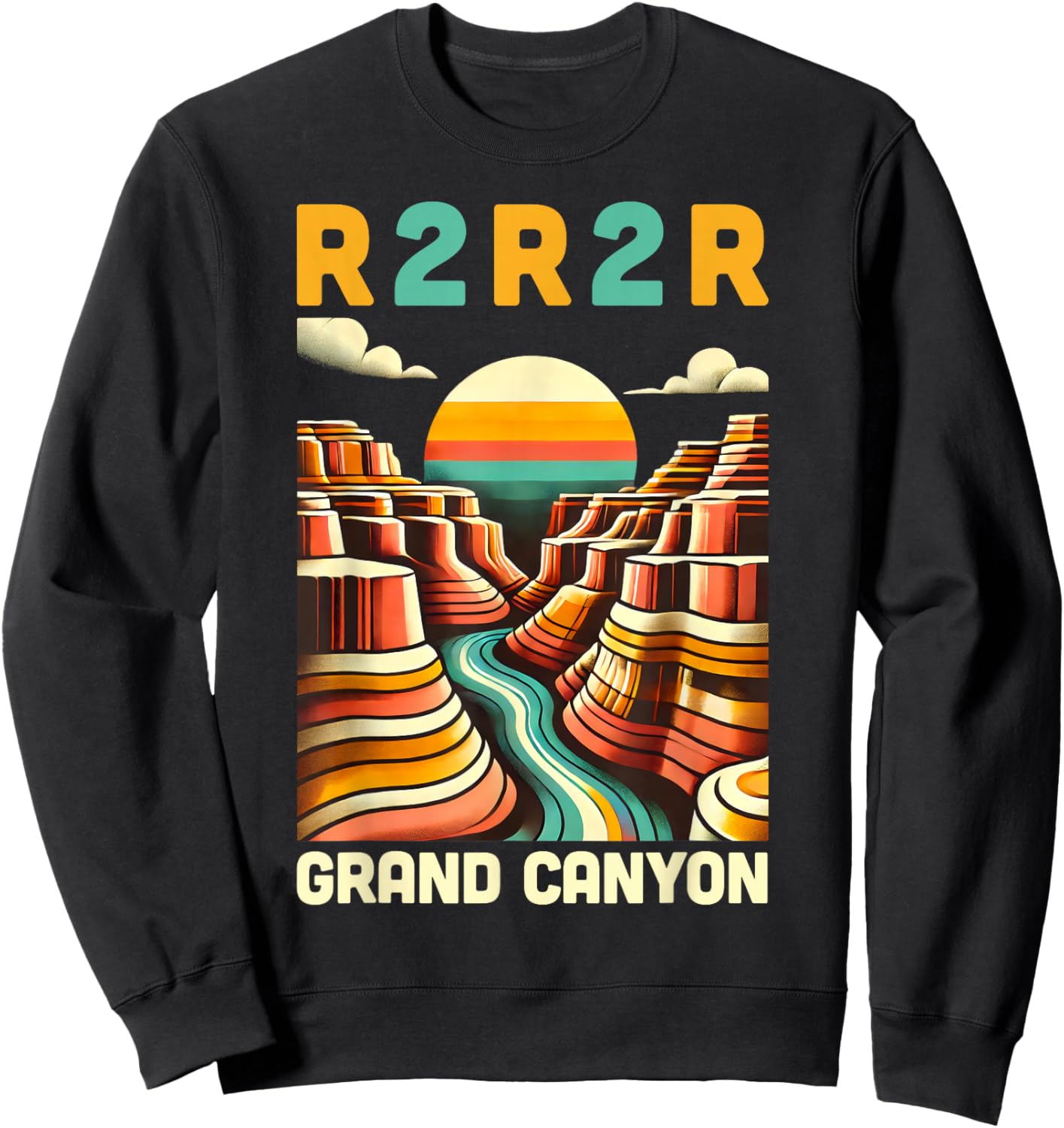 Vintage Rim 2 Rim Grand Canyon Trail Run, R2R2R Run Hiking Sweatshirt - Sweatshirt | Black