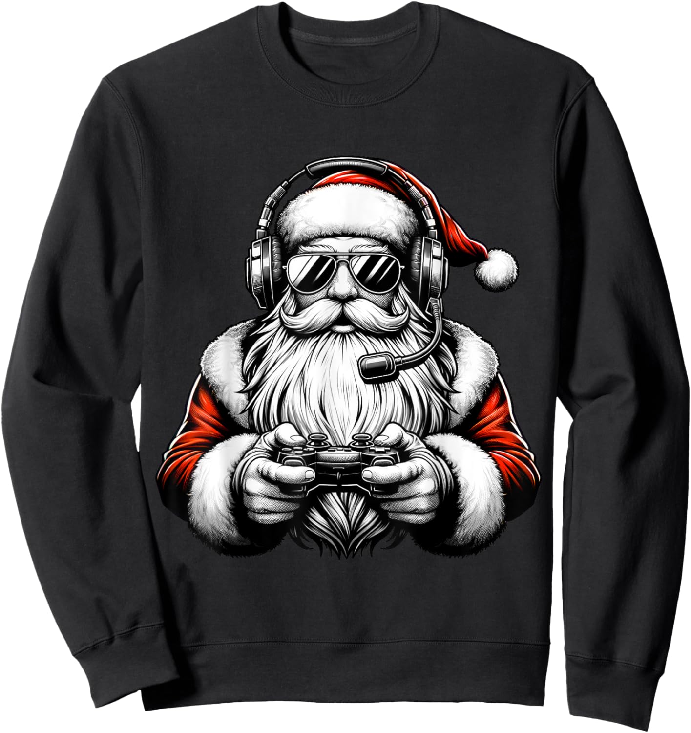 Christmas Gamer Boys Video Game Santa Xmas Sweatshirt - Sweatshirt | Black