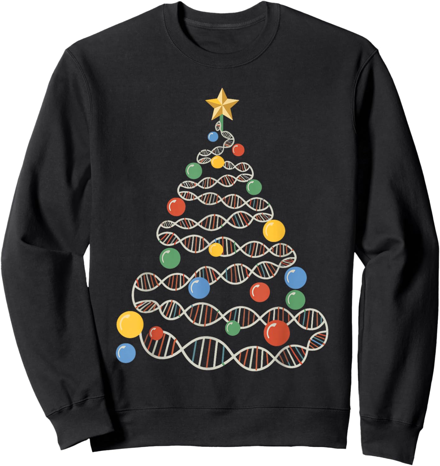 DNA Helix Christmas Tree Scientist Biology Science Teacher Sweatshirt - Sweatshirt | Black