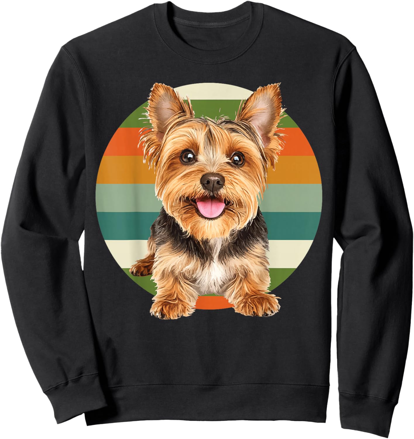 Yorkshire Terrier Dog Yorkie Retro Look Circle Moms Dads Women Girls Kids Sweatshirt - Sweatshirt | Black
