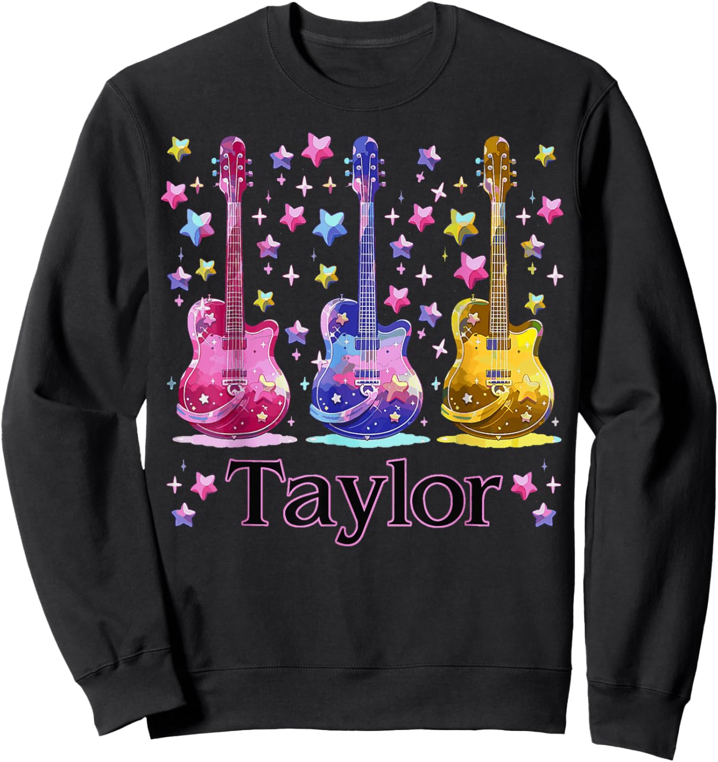 Girl Retro Taylor First Name Personalized Groovy 80'S Sweatshirt - Sweatshirt | Black