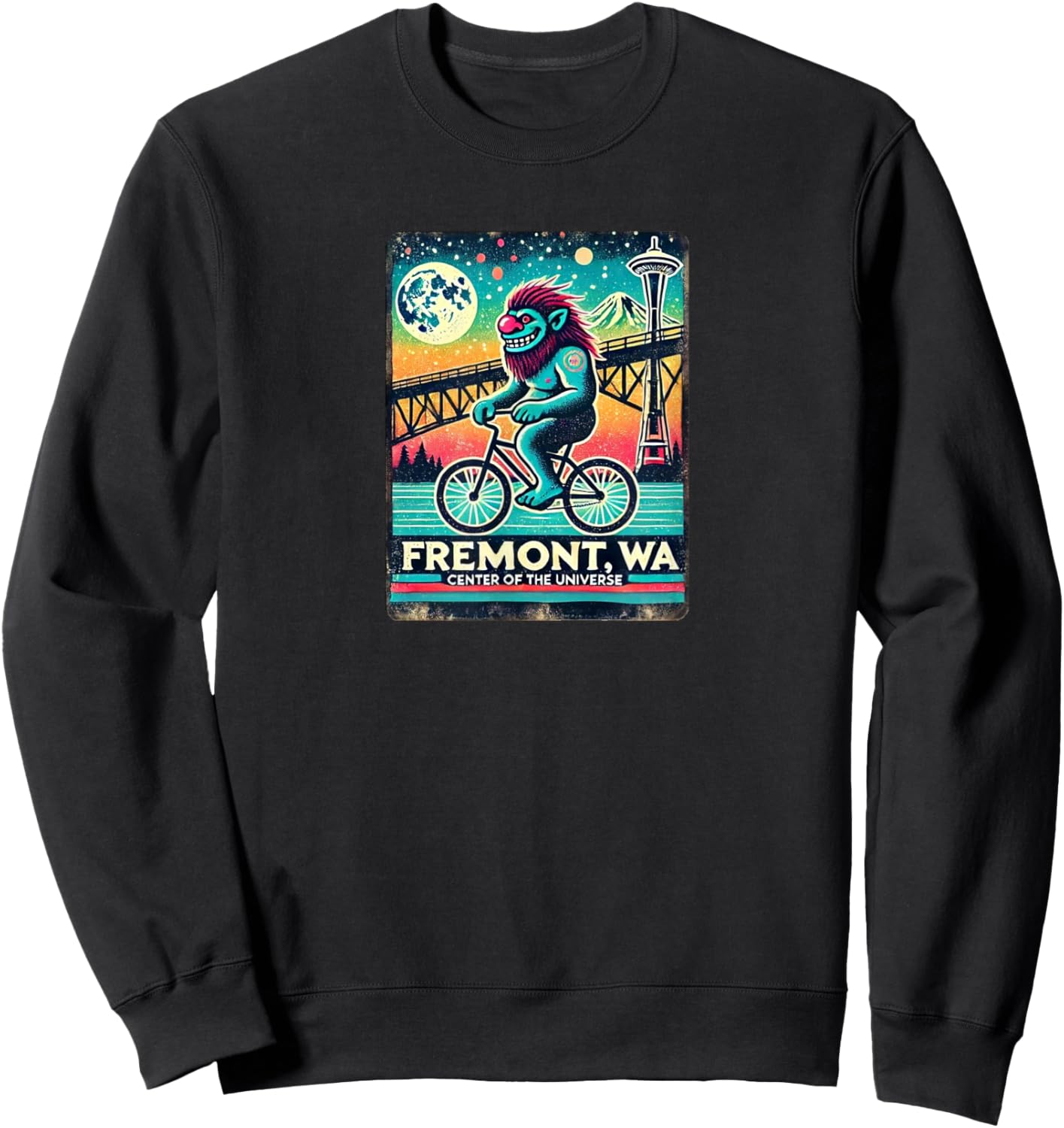 Fremont Solstice Troll, Seattle, WA - Designed Locally Sweatshirt - Sweatshirt | Black