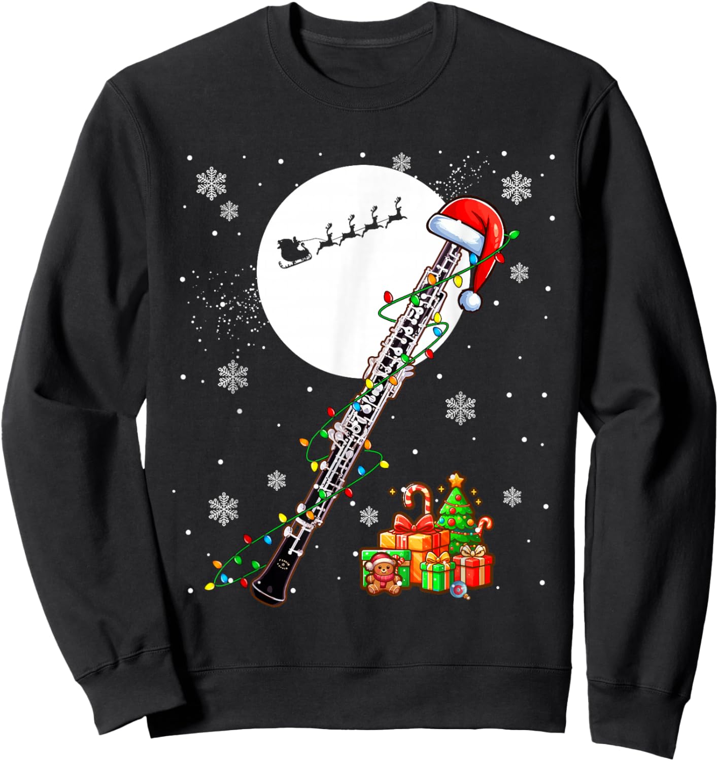 Santa Oboe Christmas Instrumentalist Lover Player Team Sweatshirt - Sweatshirt | Black