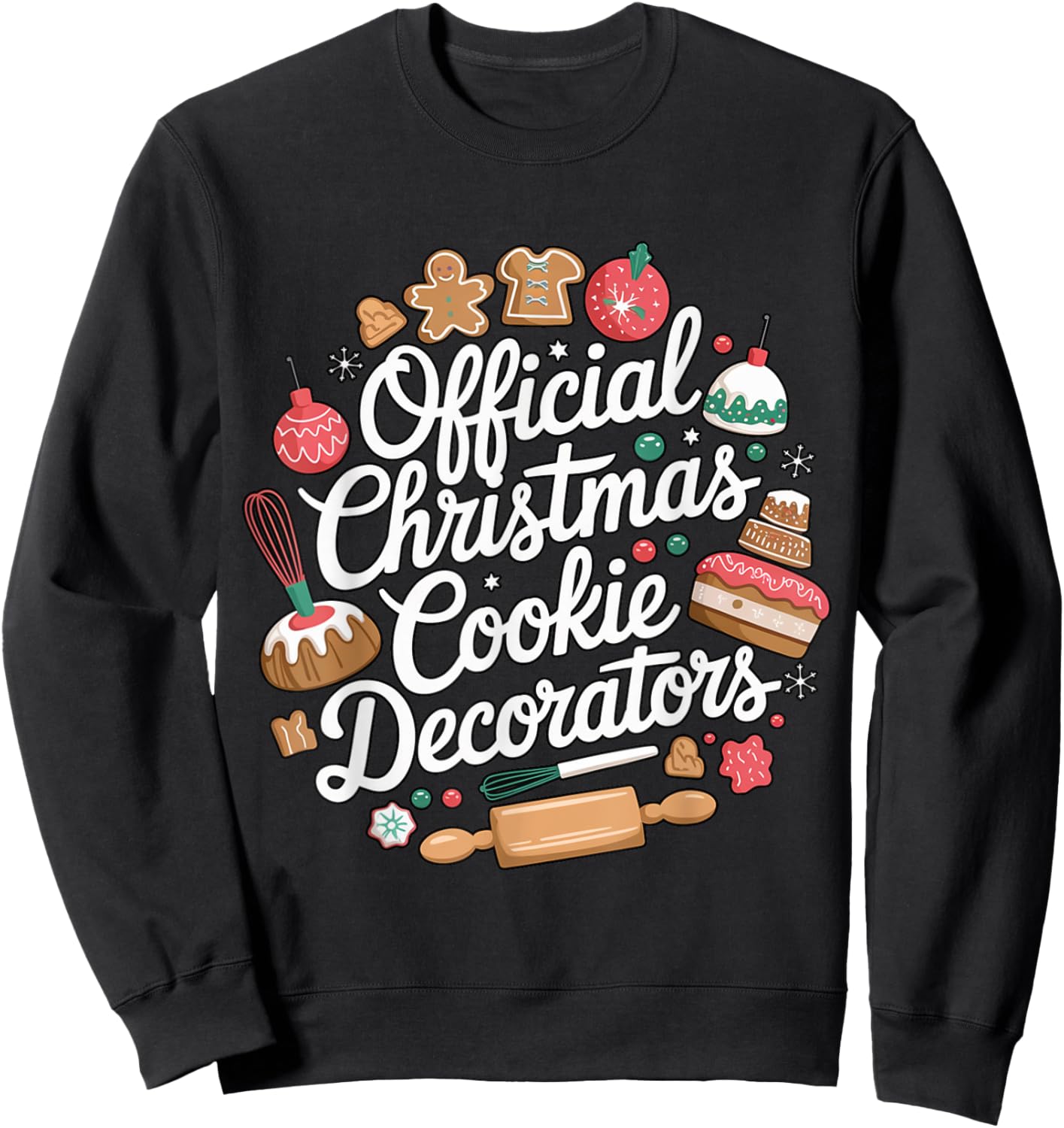 Funny Christmas Cookie Decorating Family Merry Xmas Party Sweatshirt - Sweatshirt | Black