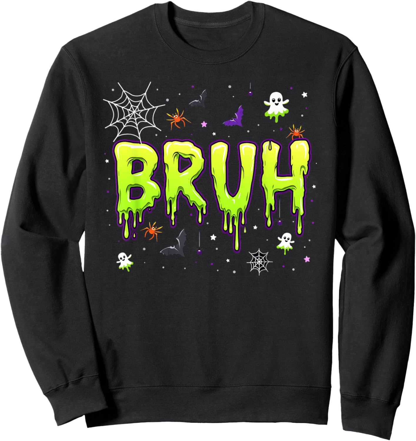 Bruh halloween kids boys girls men women Trick Treat funny Sweatshirt - Sweatshirt | Black