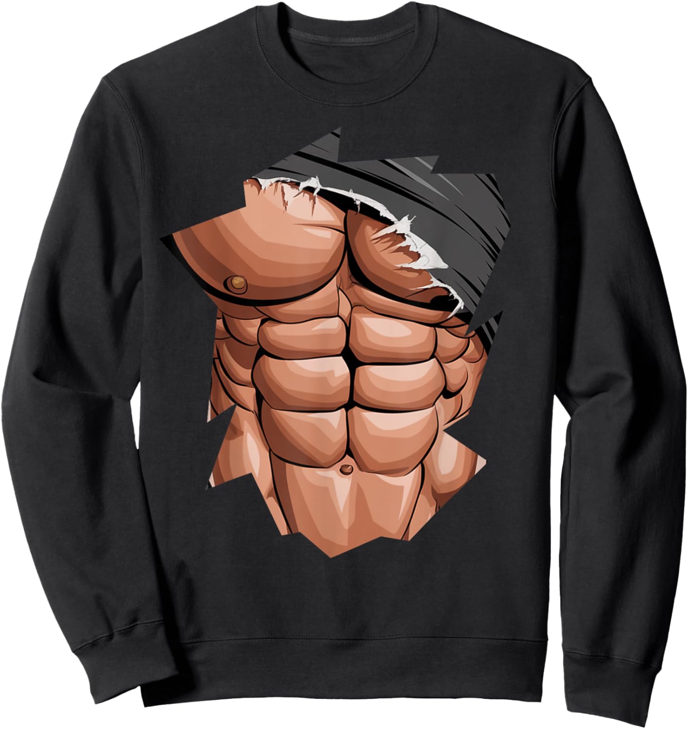Anime body builder six pack muscle funny fake abs Sweatshirt - Sweatshirt | Black