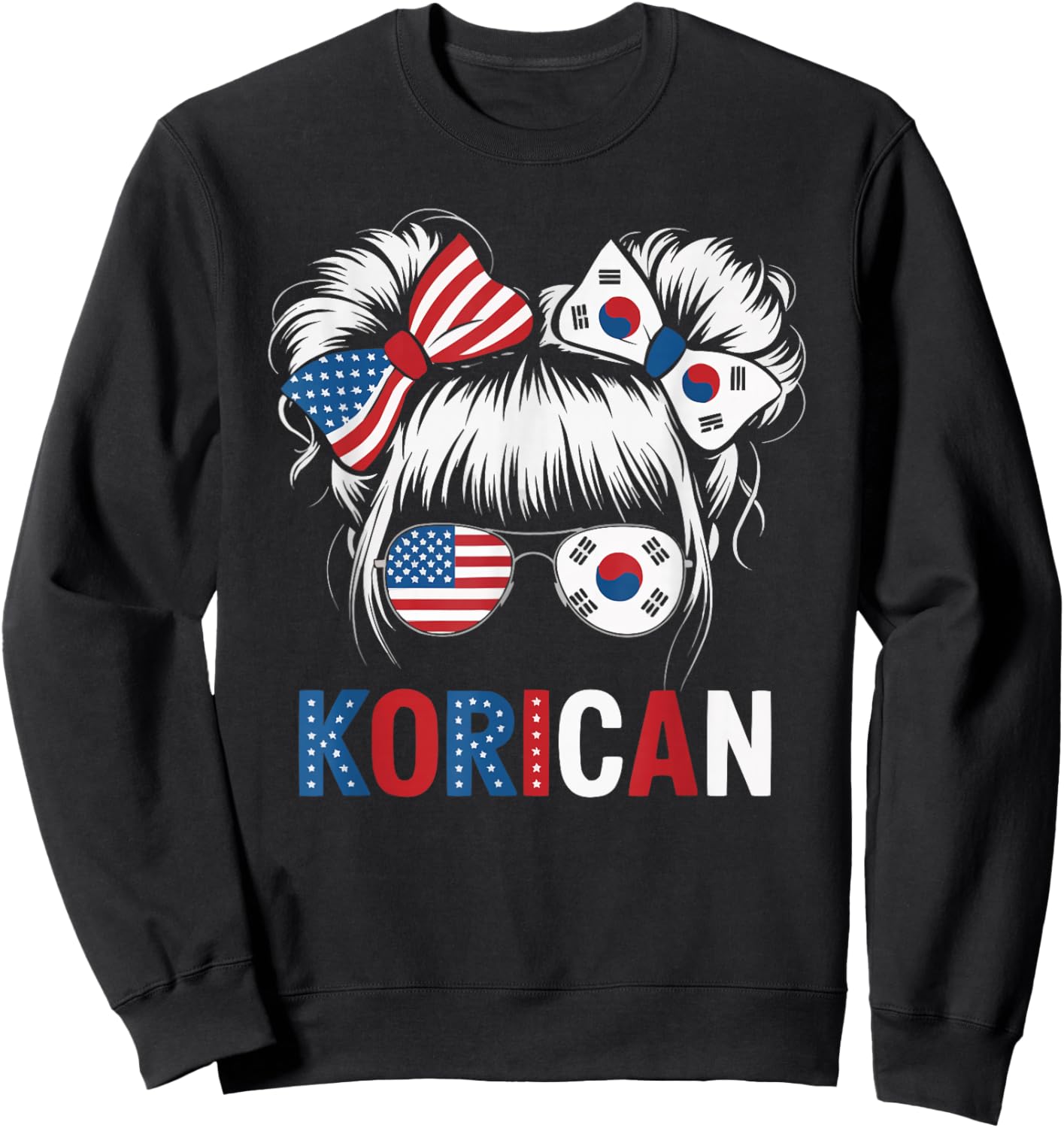 Half American Half Korean USA Flag South Korea America Sweatshirt - Sweatshirt | Black