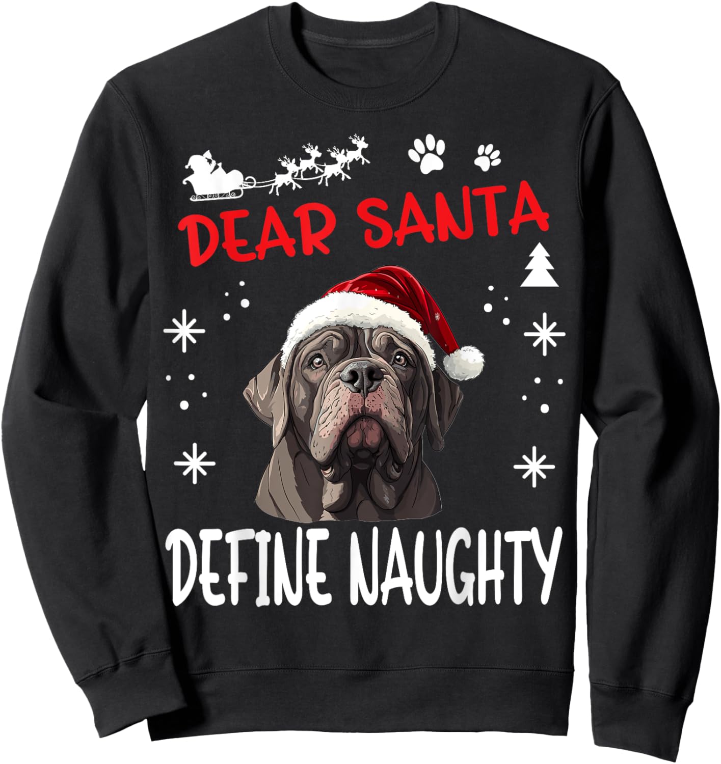 Cute Neapolitan Mastiff Dog Christmas Dear Santa Define Women Kids Sweatshirt - Sweatshirt | Black