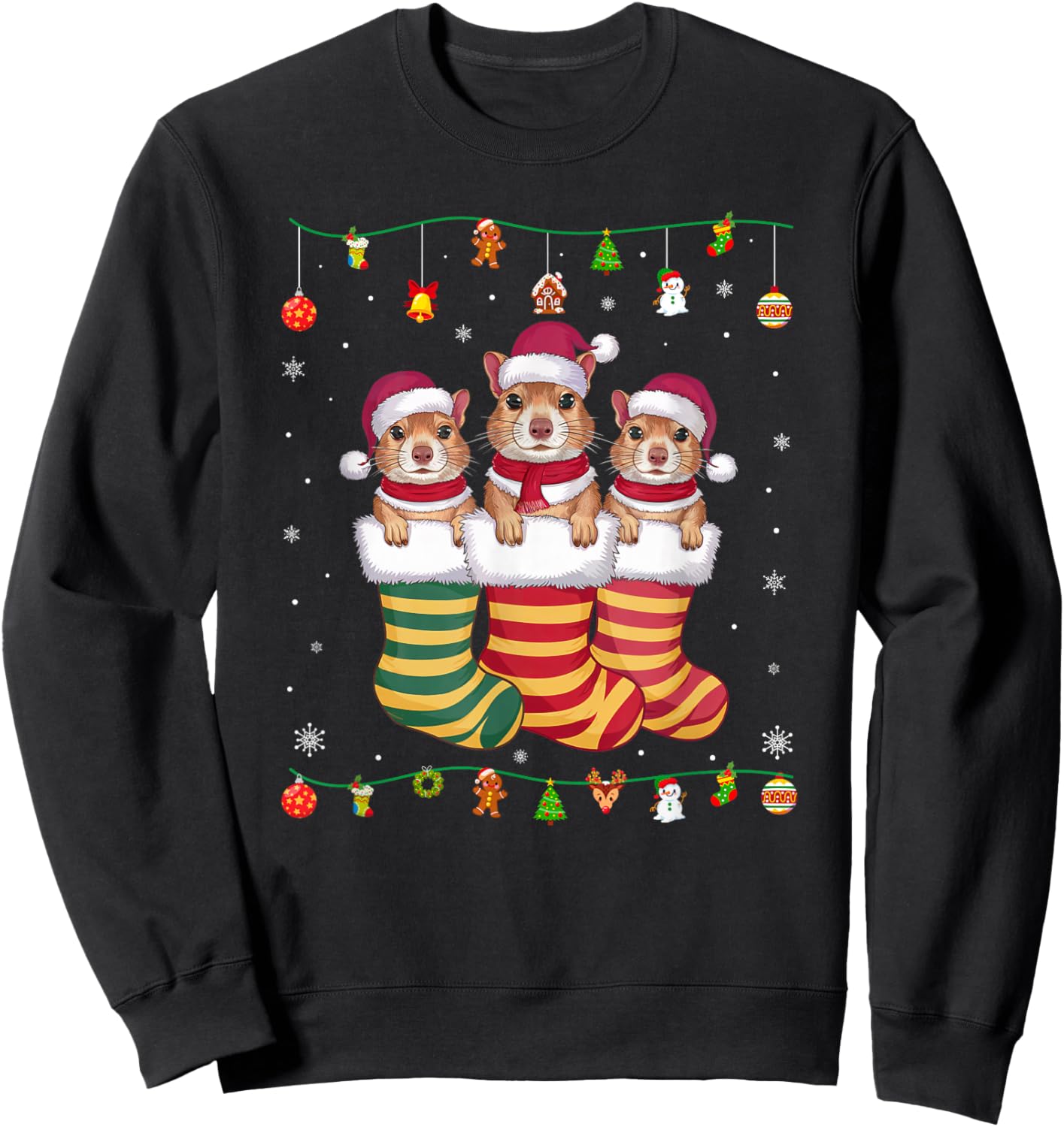 Prairie Dog in Christmas Men Women Kids Xmas Pajama Sweatshirt - Sweatshirt | Black