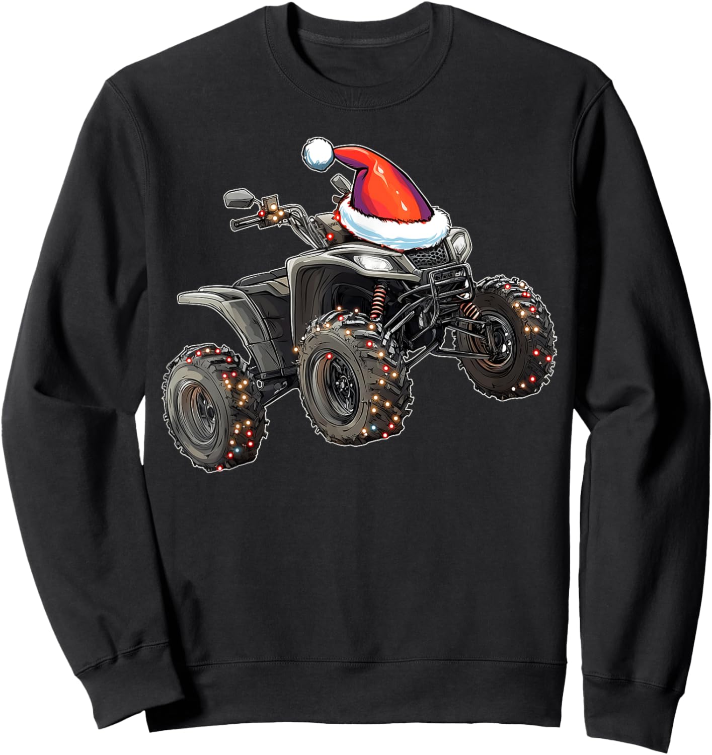 Atv Quad 4 Wheeler Christmas Hat Xmas Sweatshirt - Sweatshirt | Black