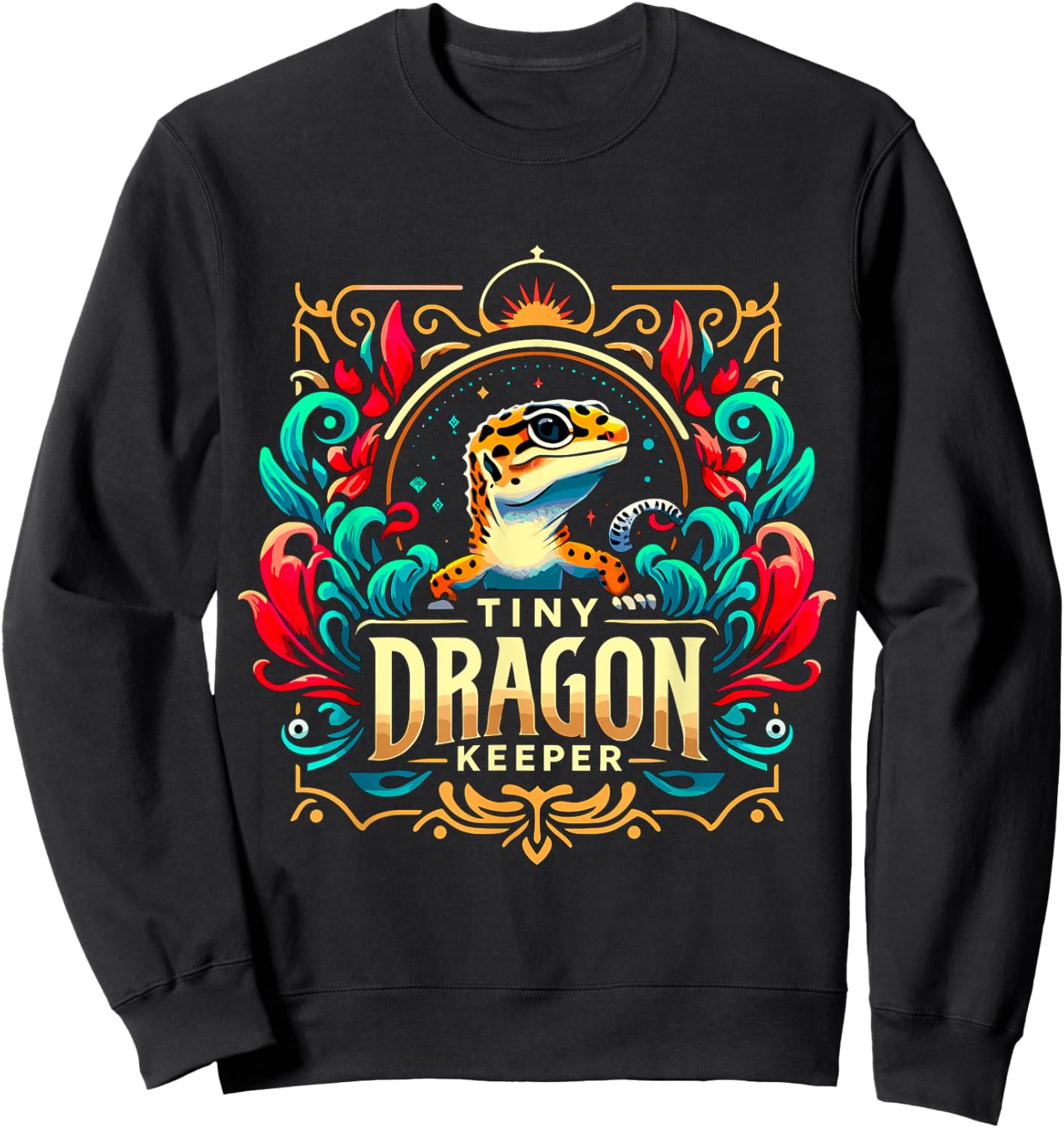 Tiny Dragon Keeper Leopard Gecko Sweatshirt - Sweatshirt | Black
