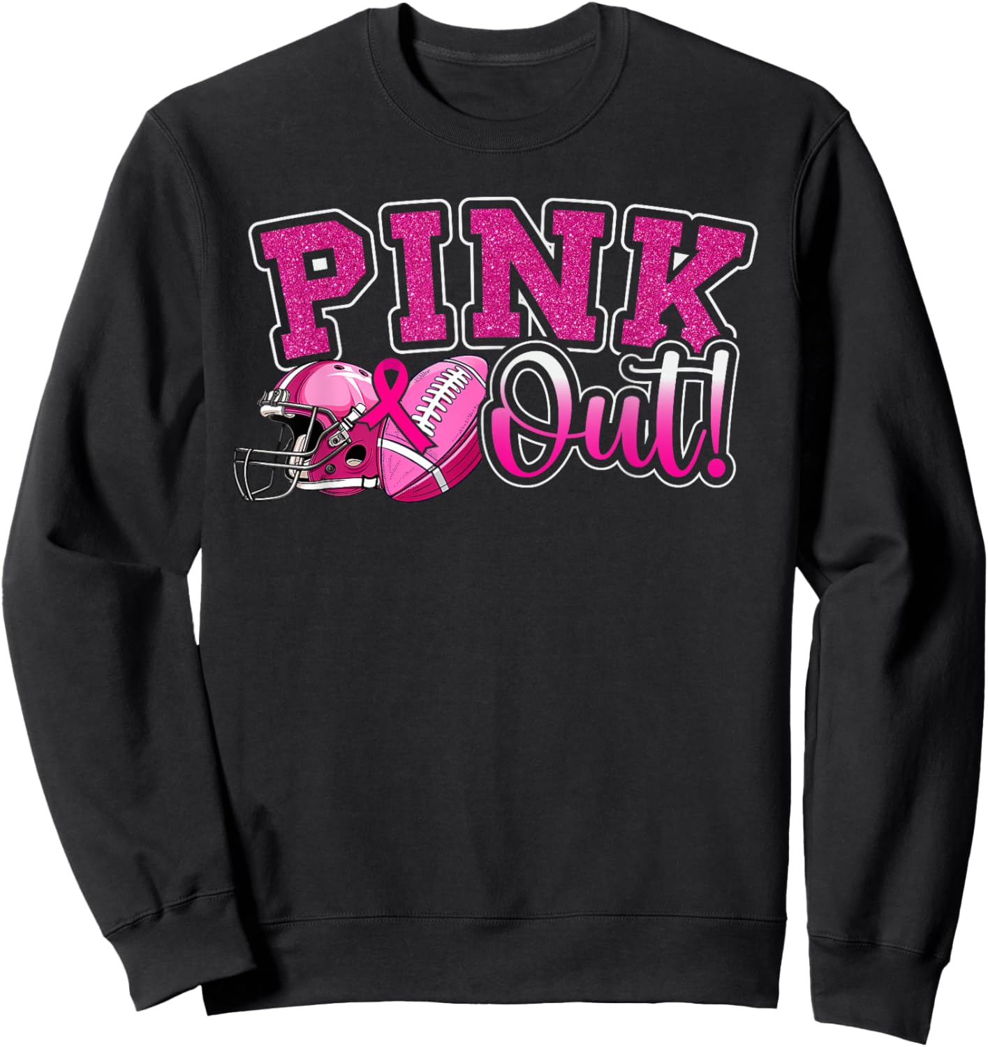 Pink Out Football Breast Cancer Awareness Sport Cheer Women Sweatshirt - Sweatshirt | Black