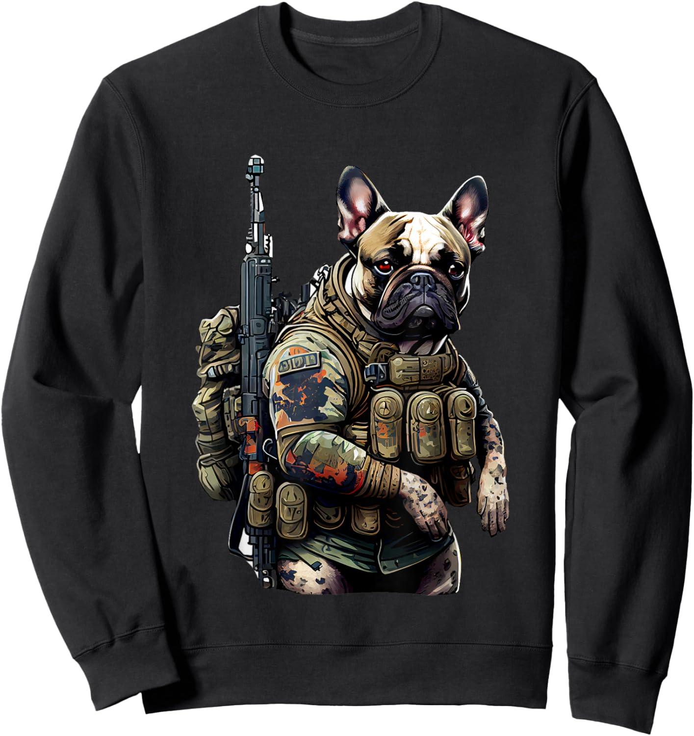French Bulldog Tactical Military Warrior Sweatshirt - Sweatshirt | Black