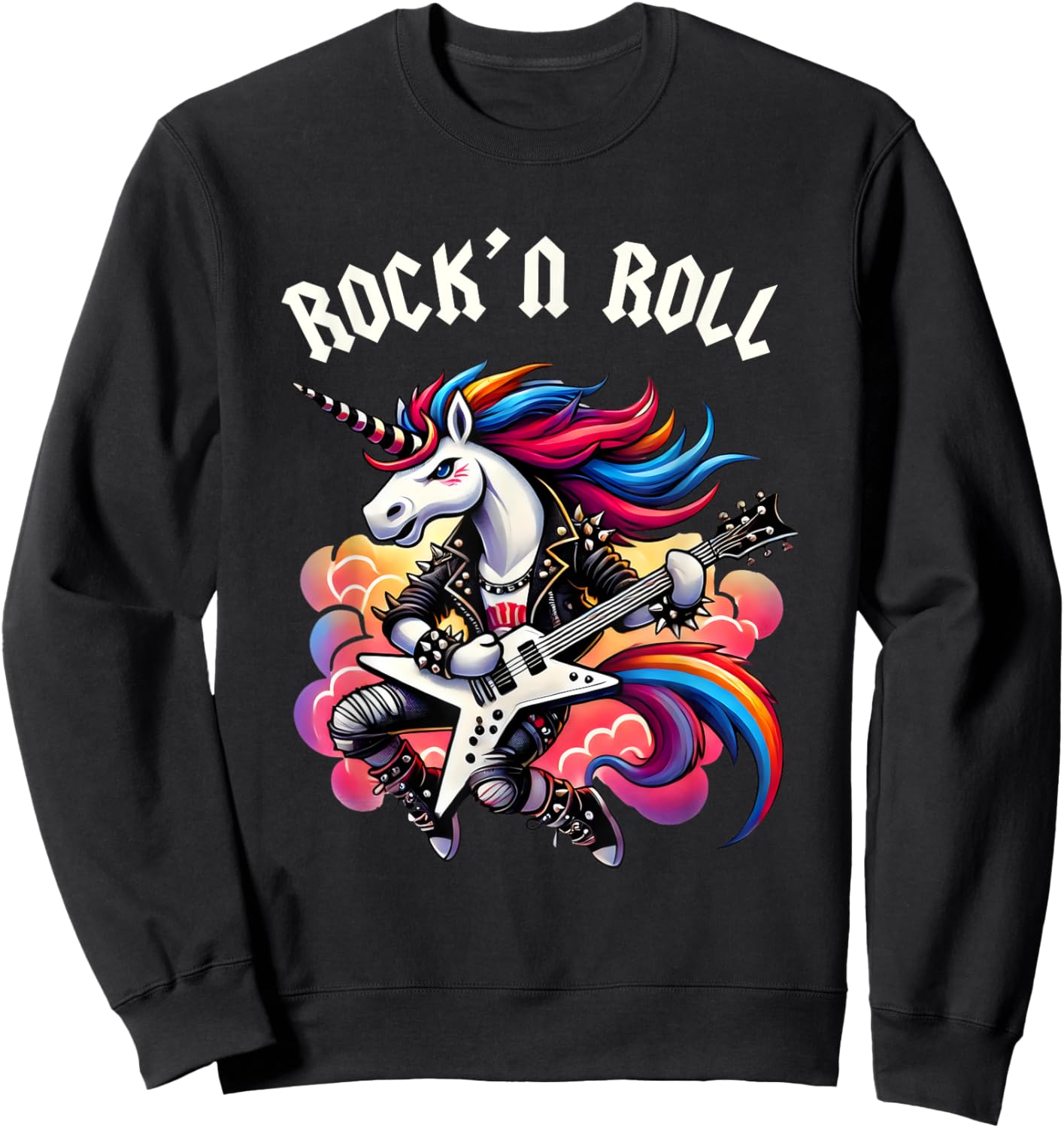 Rock'n Roll Boys Unicorn Rockstar, Punk Goth Band, Kids Boys Sweatshirt - Sweatshirt | Black