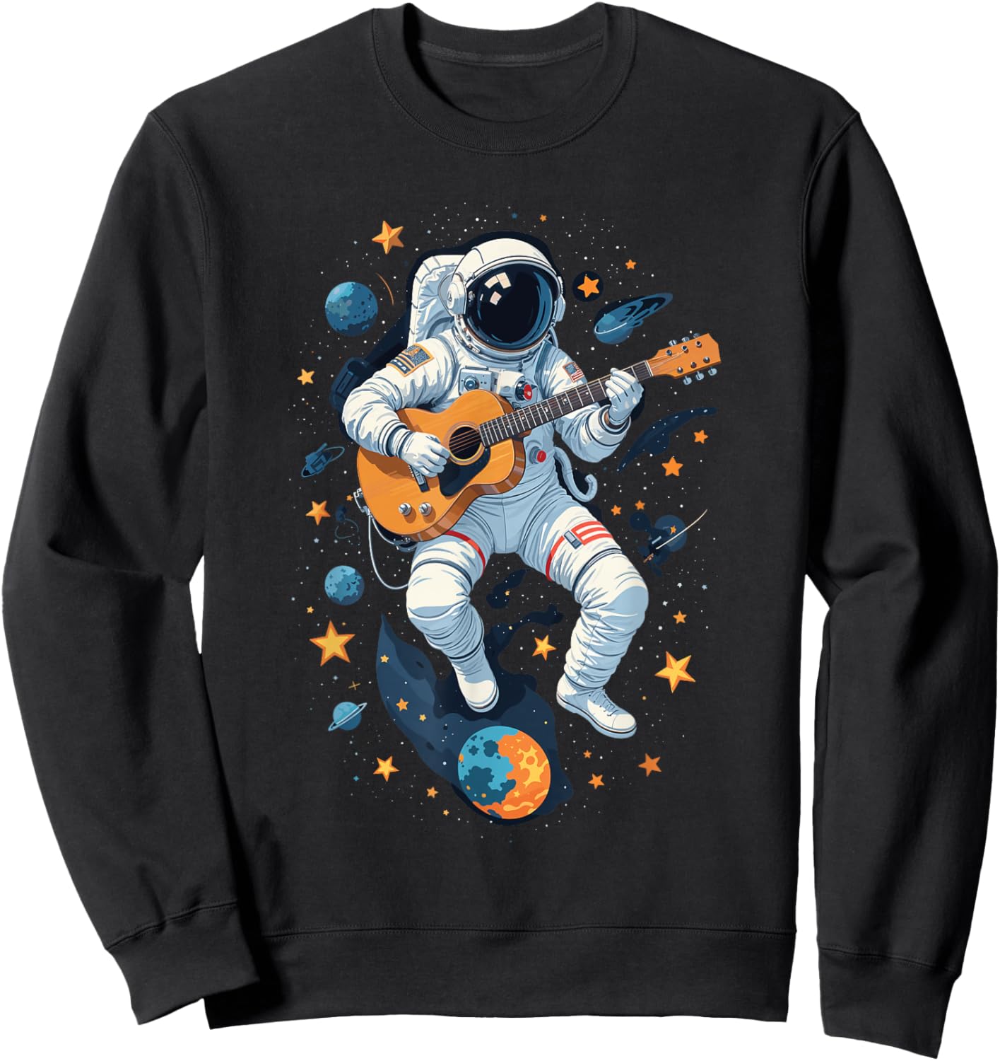 Astronaut Playing Guitar Shirt Spaceman Guitarist Musician Sweatshirt - Sweatshirt | Black