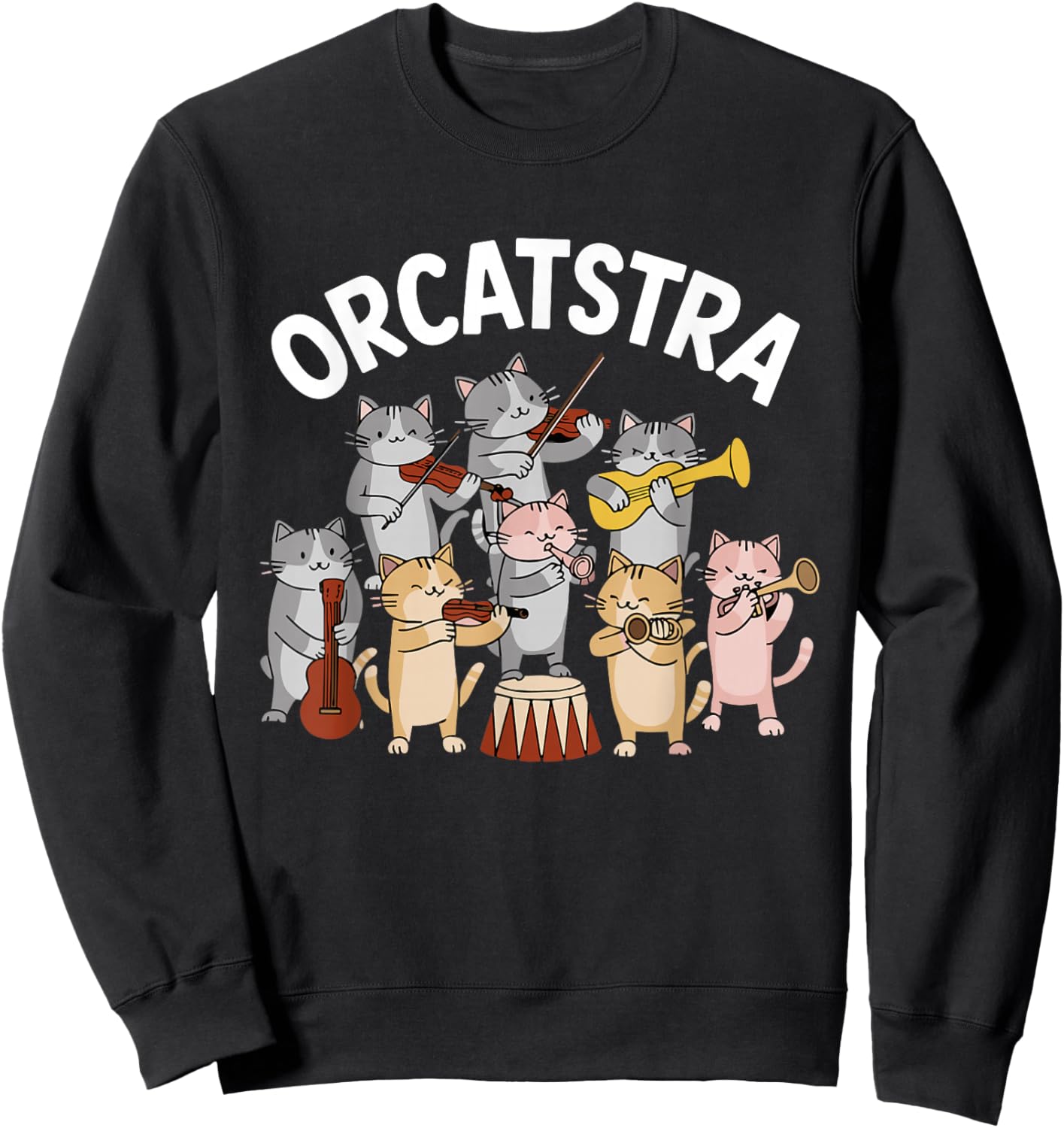 Orcatstra Cat Orchestra Funny Meme Internet Memes Cat Lover Sweatshirt - Sweatshirt | Black