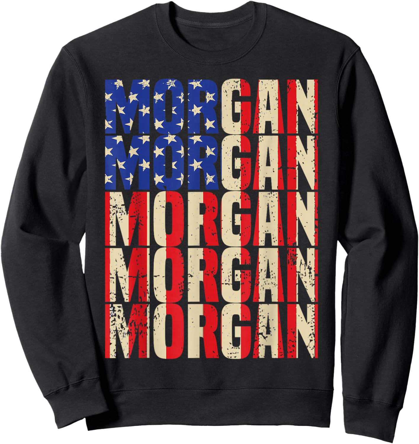 Morgan First Name Boy Men American Flag Vintage Style USA Sweatshirt - Sweatshirt | Black