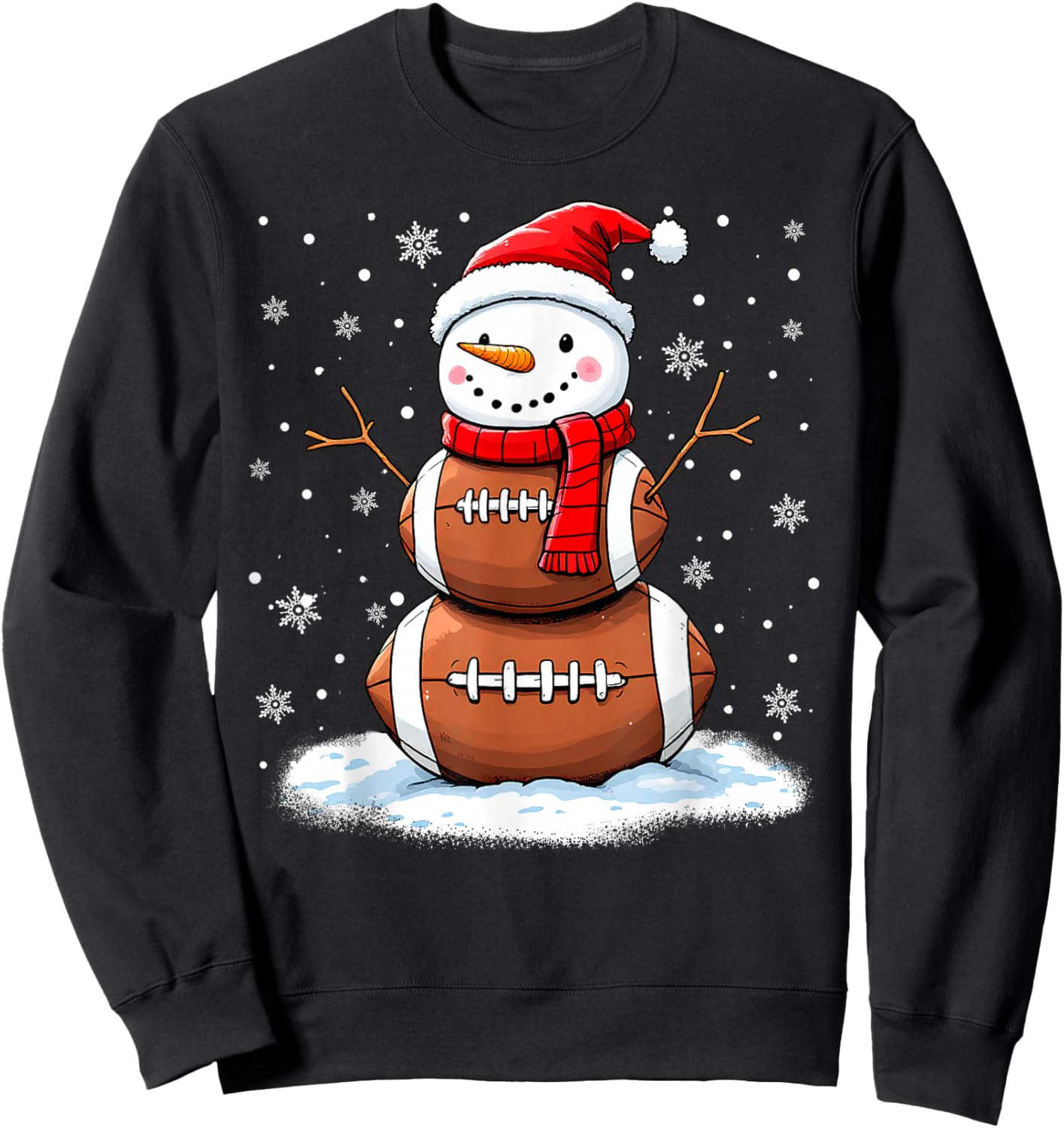Christmas American Football Snowman Xmas Sport Men Boys Kids Sweatshirt - Sweatshirt | Black