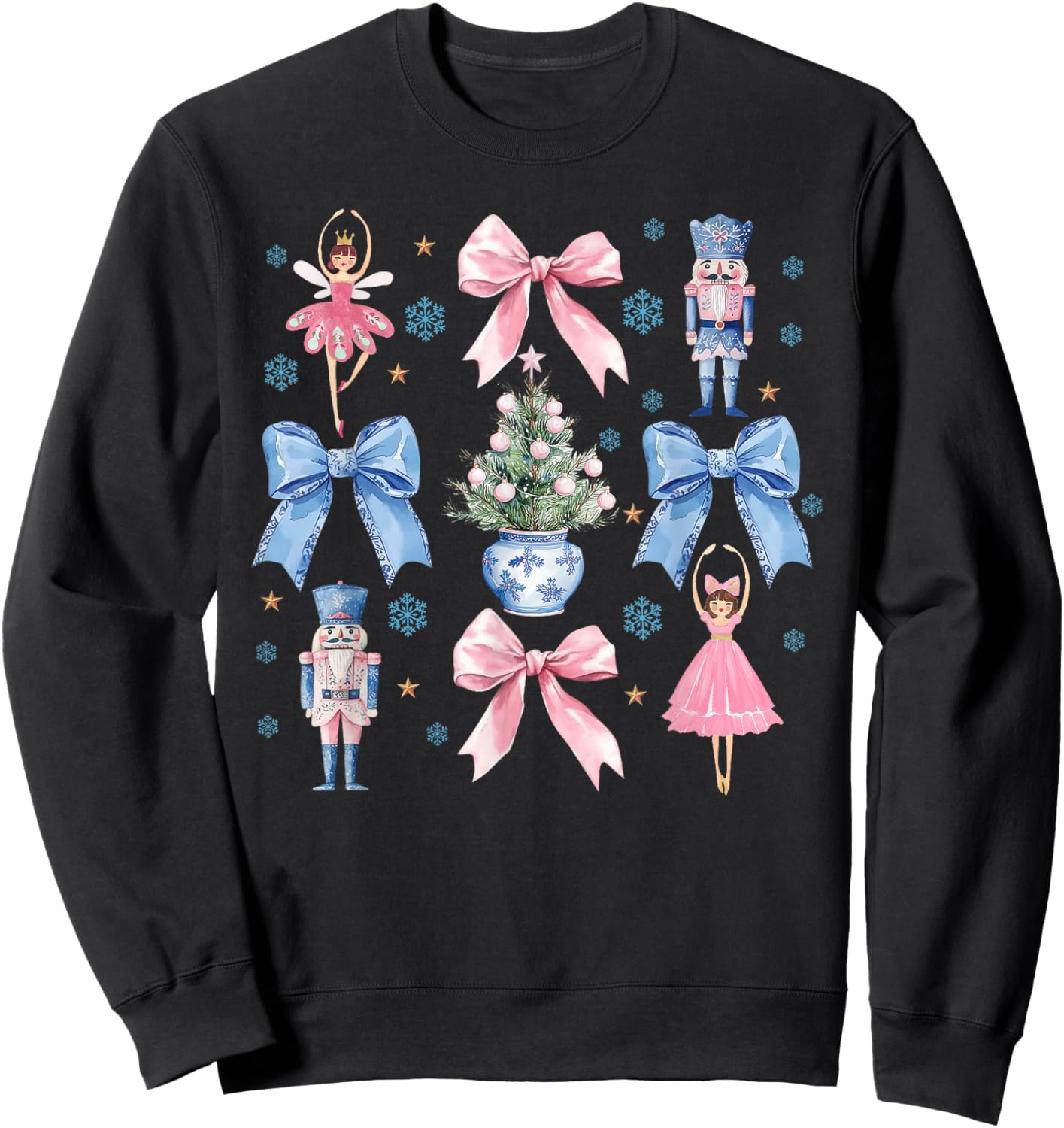 Coquette Bow Christmas Nutcracker Ballet Festive Women Girls Sweatshirt - Sweatshirt | Black
