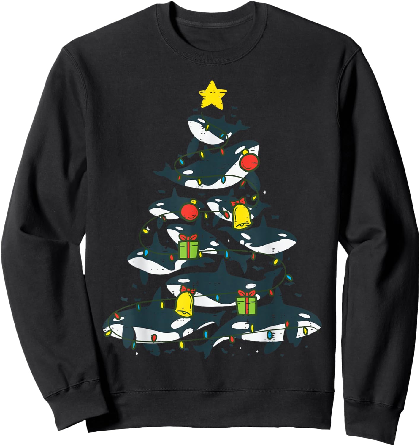 Killer Whales Christmas Tree Xmas Orca Women Men Boys Kids Sweatshirt - Sweatshirt | Black
