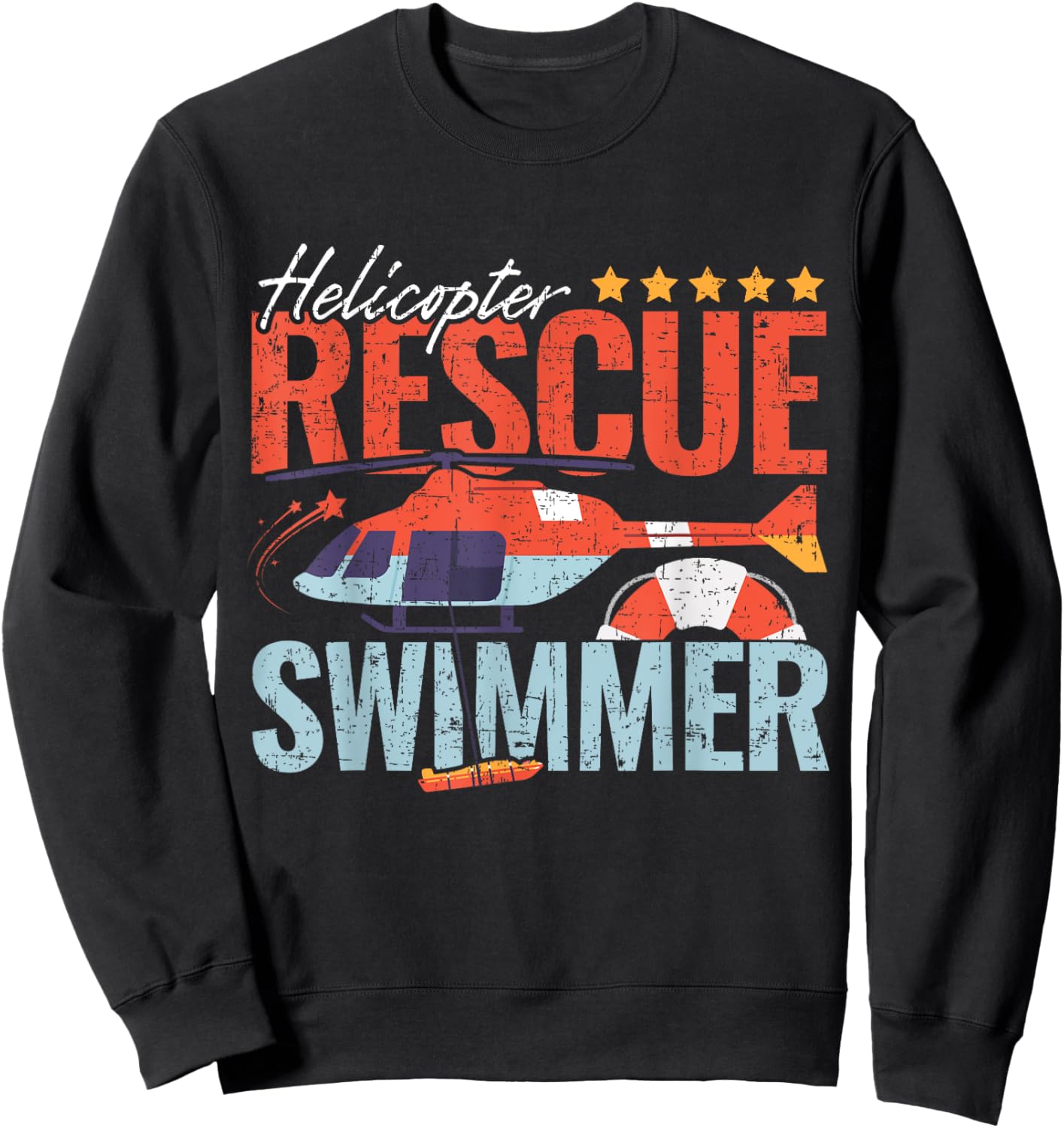 Vintage Helicopter Rescue Swimmer Proud Search and Rescue Sweatshirt - Sweatshirt | Black