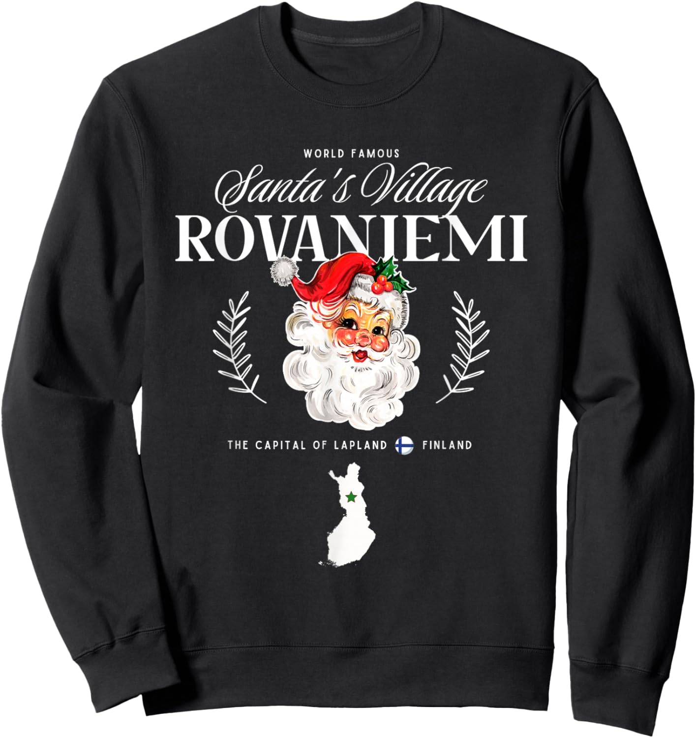 World Famous Rovaniemi Vintage Santa Claus Lapland Finland Sweatshirt - Sweatshirt | Black
