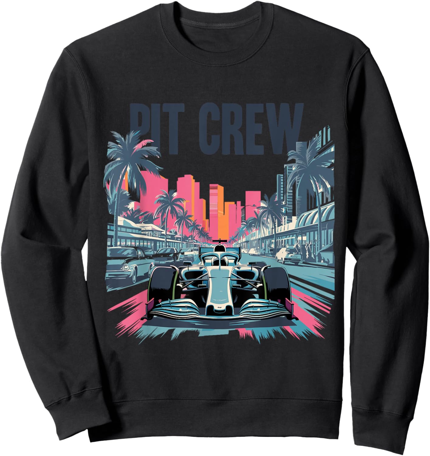 Miami Pit Crew Costume Car Racing Retro Auto Car Race Sweatshirt - Sweatshirt | Black