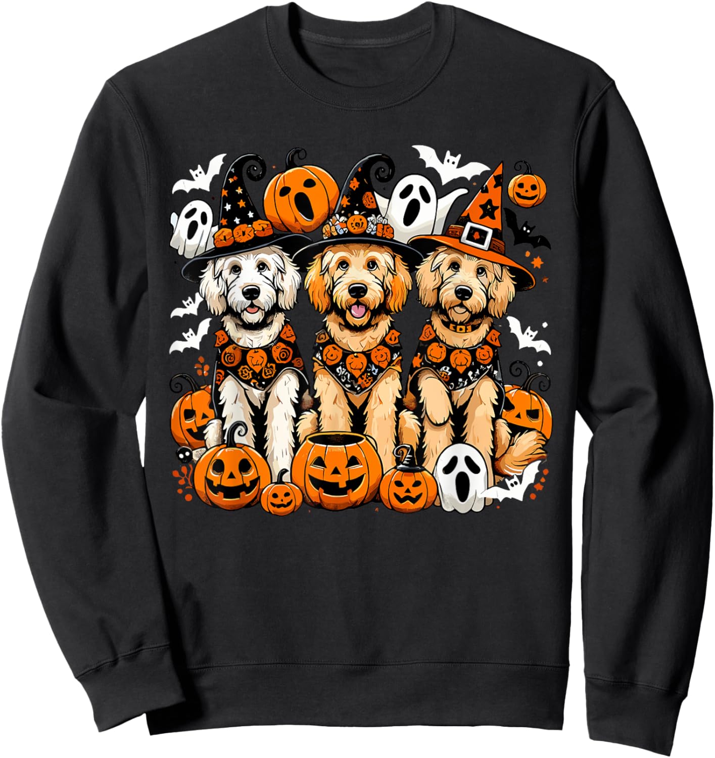 Golden Doodle Halloween Costume, Dog Ghost Sweatshirt - Sweatshirt | Black