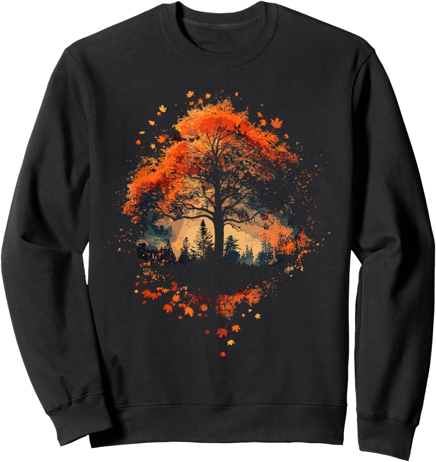 Maple Tree Leaf Autumn Fall Leaves Men Sweatshirt - Sweatshirt | Black