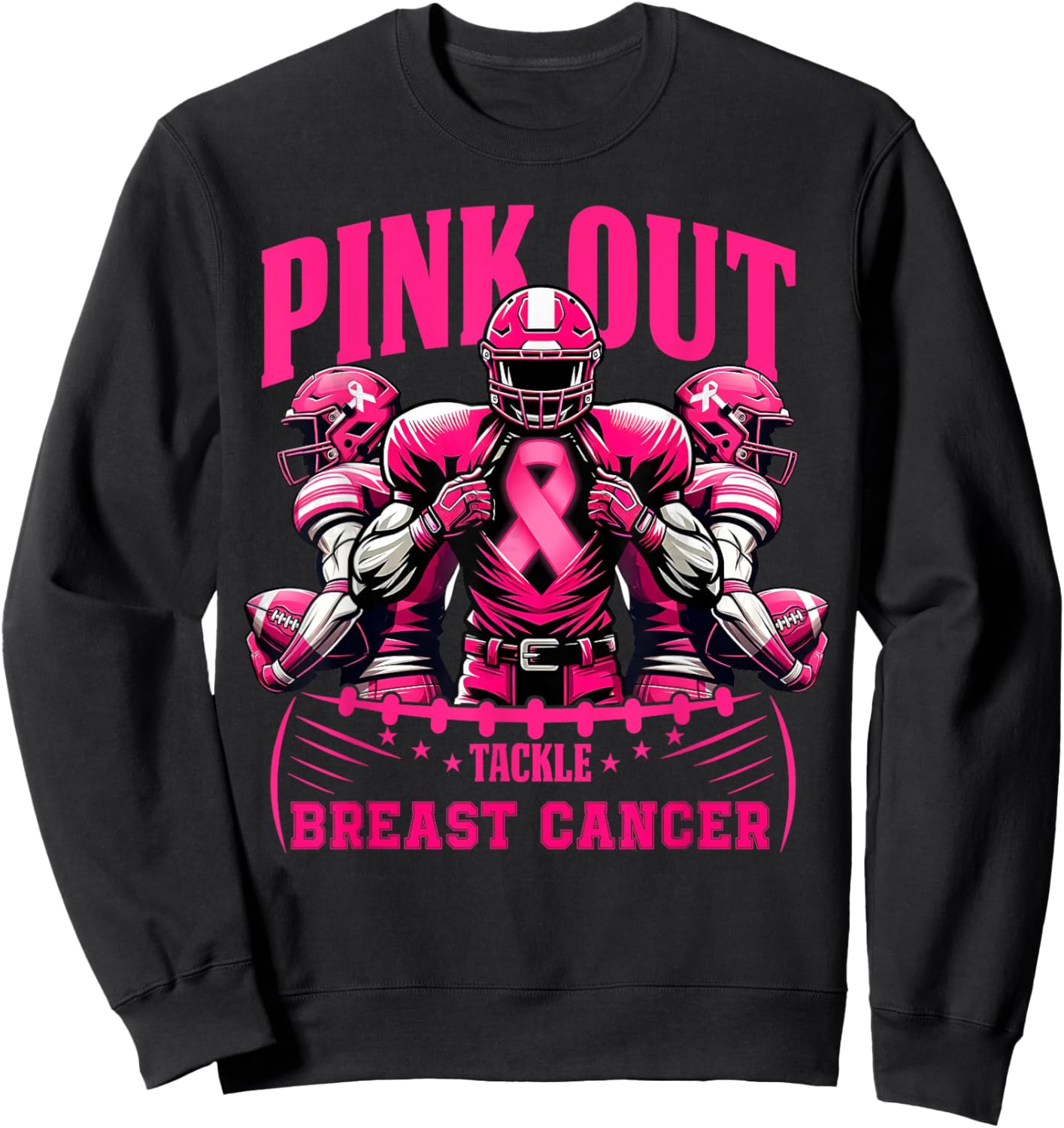 Pink Out Football Game Tackle Breast Cancer Spirit Week Sweatshirt - Sweatshirt | Black