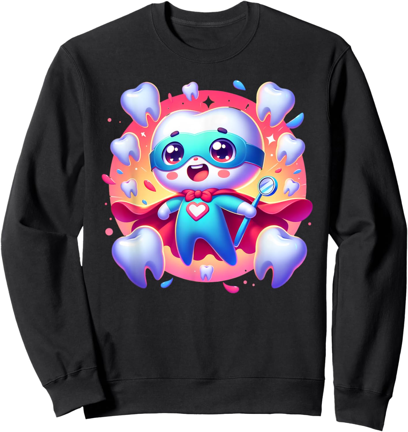 Cute Super Hero Dentist Superhero Tooth Doctor Sweatshirt - Sweatshirt | Black