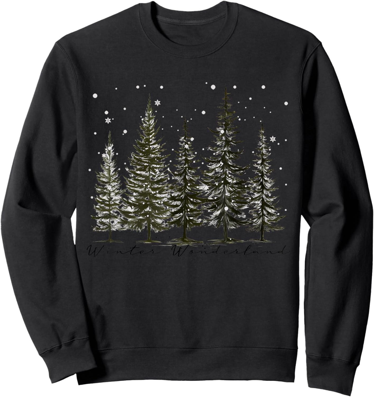 Winter Wonderland Pine Tree Nature Lover Hiking Camping Sweatshirt - Sweatshirt | Black