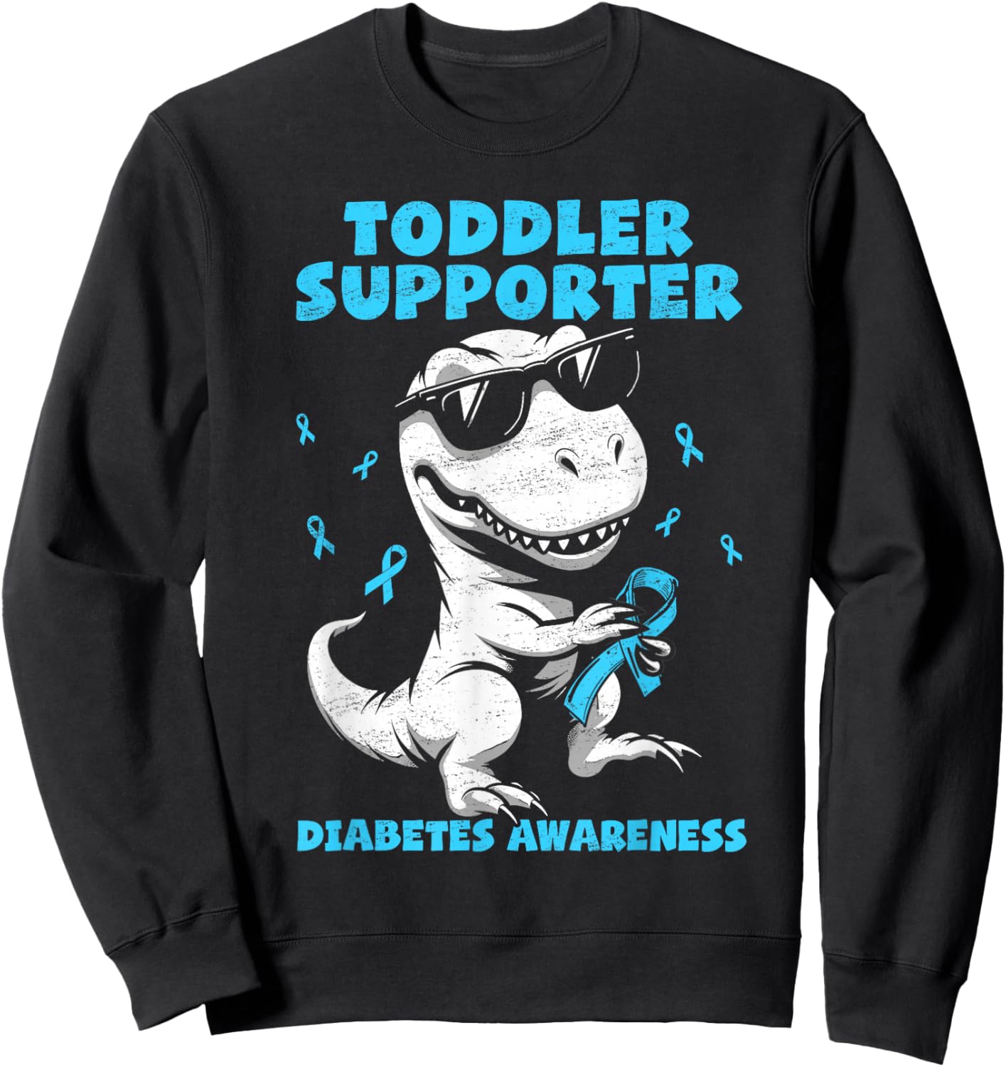 Support Squad Diabetes Awareness T Rex Kid Boy T1D Type 1 Sweatshirt - Sweatshirt | Black