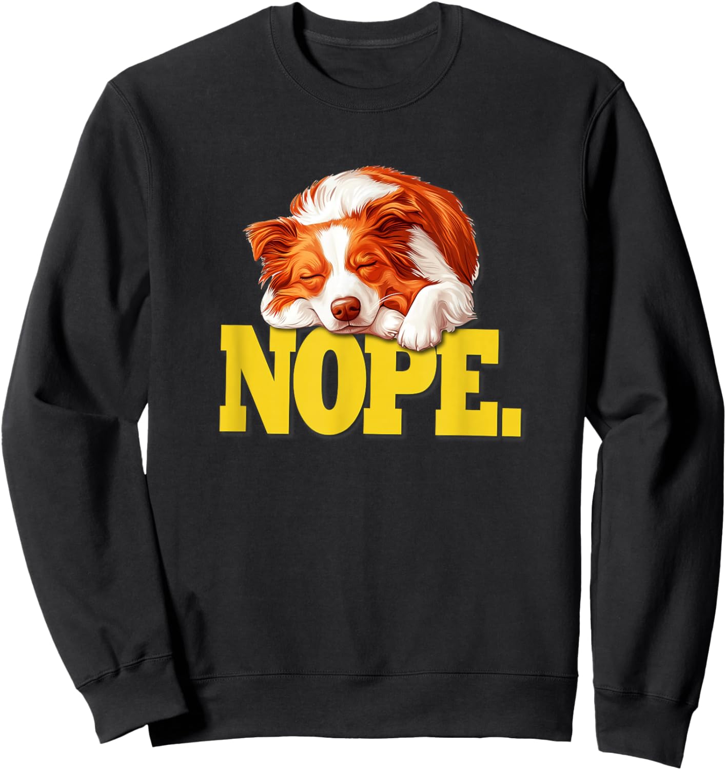 Kids Funny Lazy Sleep Nap NOPE Red Border Collie Lover Sweatshirt - Sweatshirt | Black