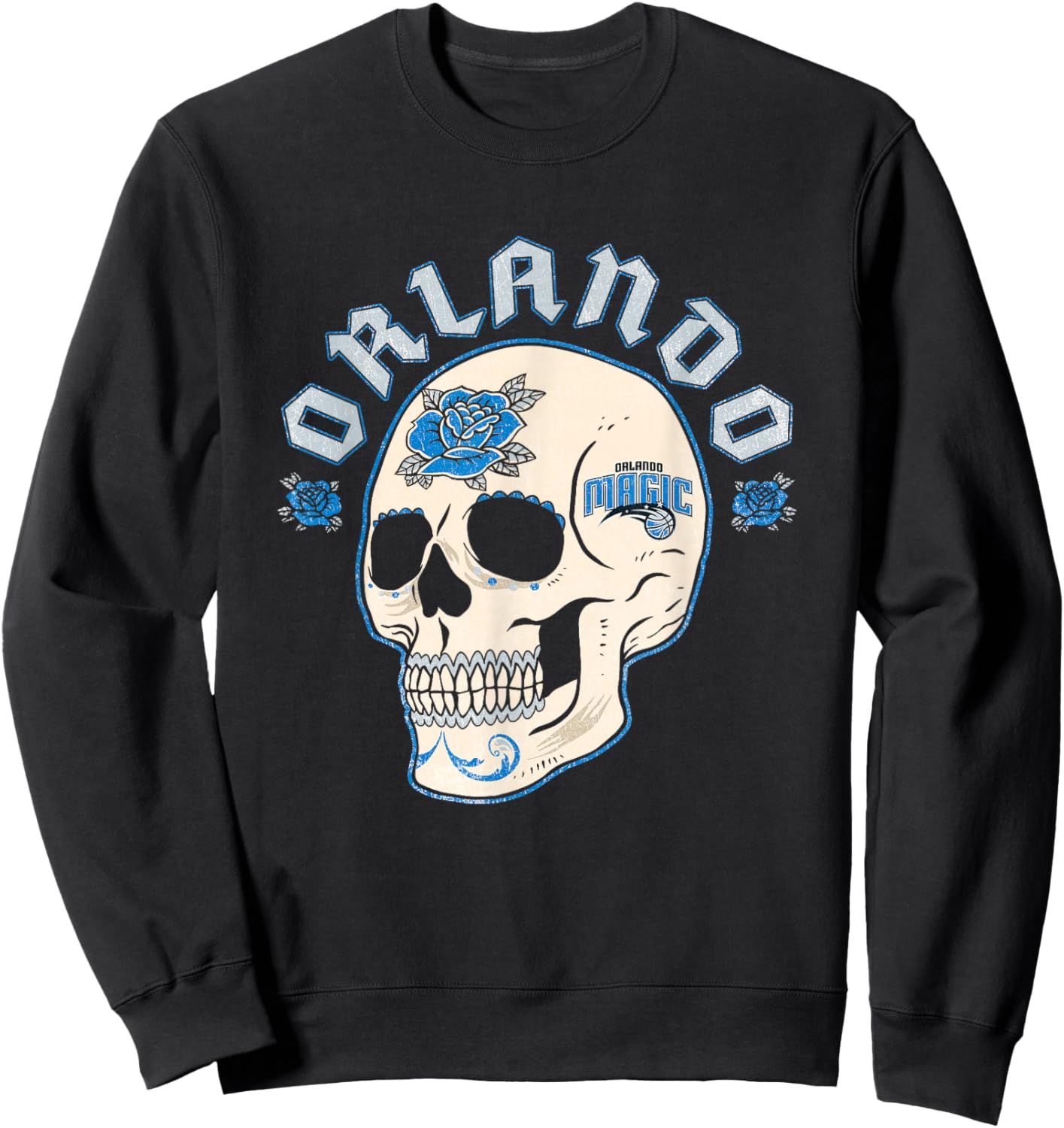 NBA Orlando Magic Halloween Floral Skull Sweatshirt - Sweatshirt | Black