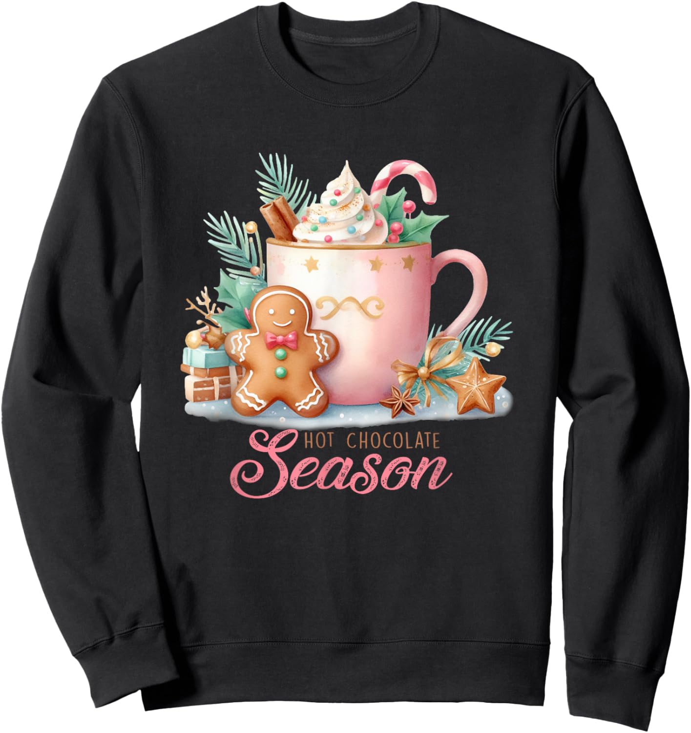 Cute Hot Chocolate Season Sweatshirt - Sweatshirt | Black