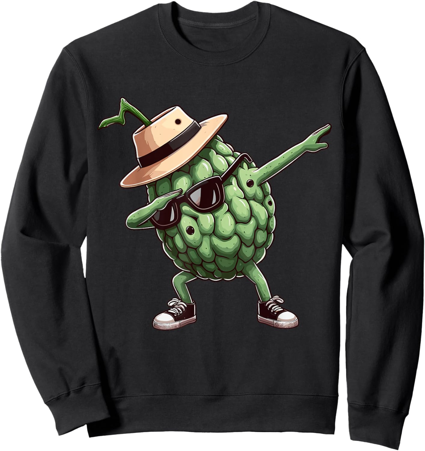 Cherimoya Dabbing Dance Sunglasses Fruit Lovers Sweatshirt - Sweatshirt | Black
